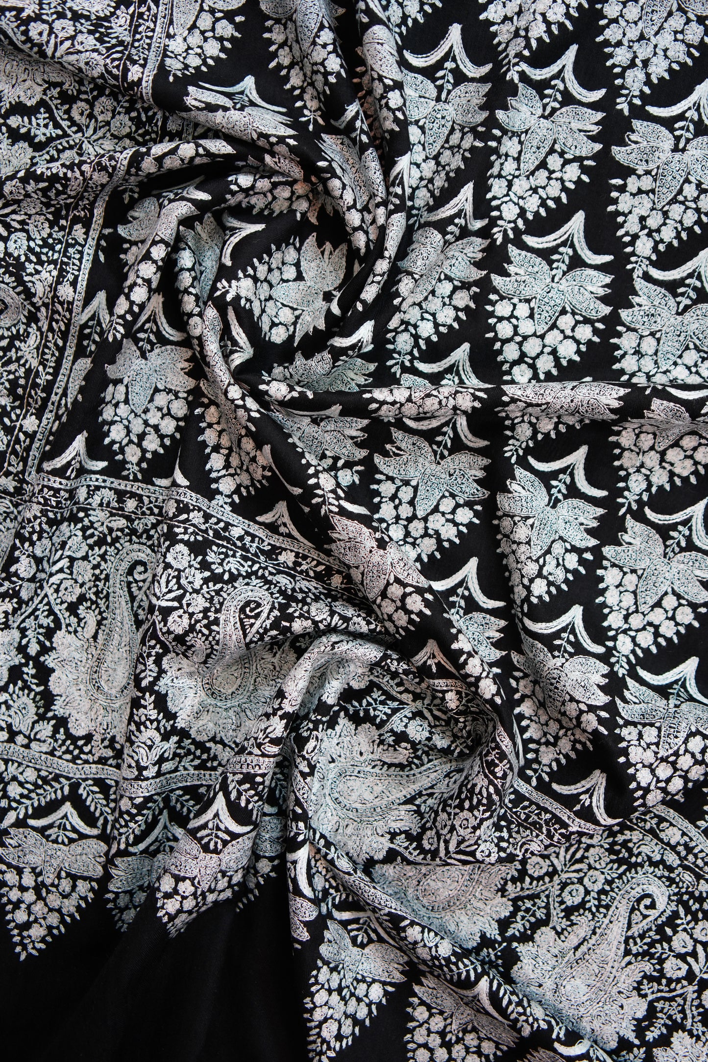 black GI jamma embroidery  pashmina shawl 9882