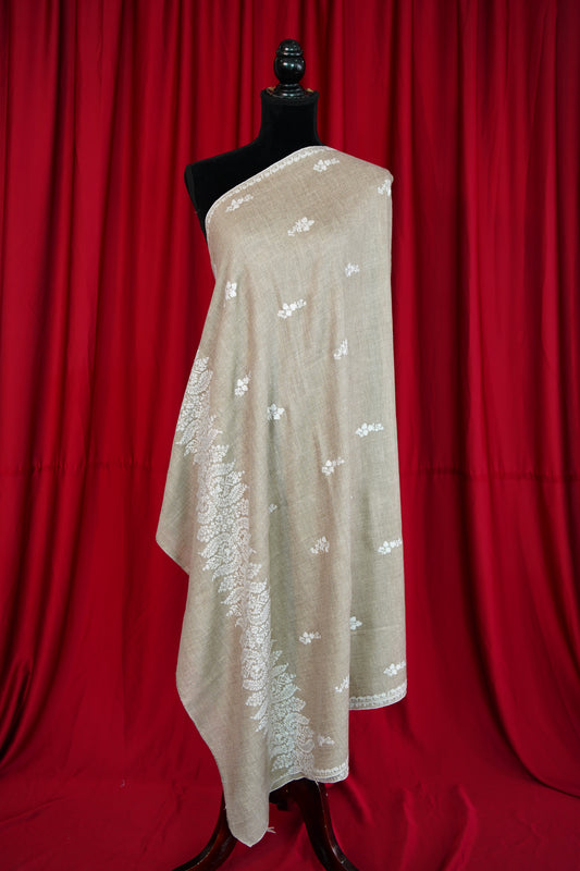 light natural GI butis embroidery pashmina shawl 9883