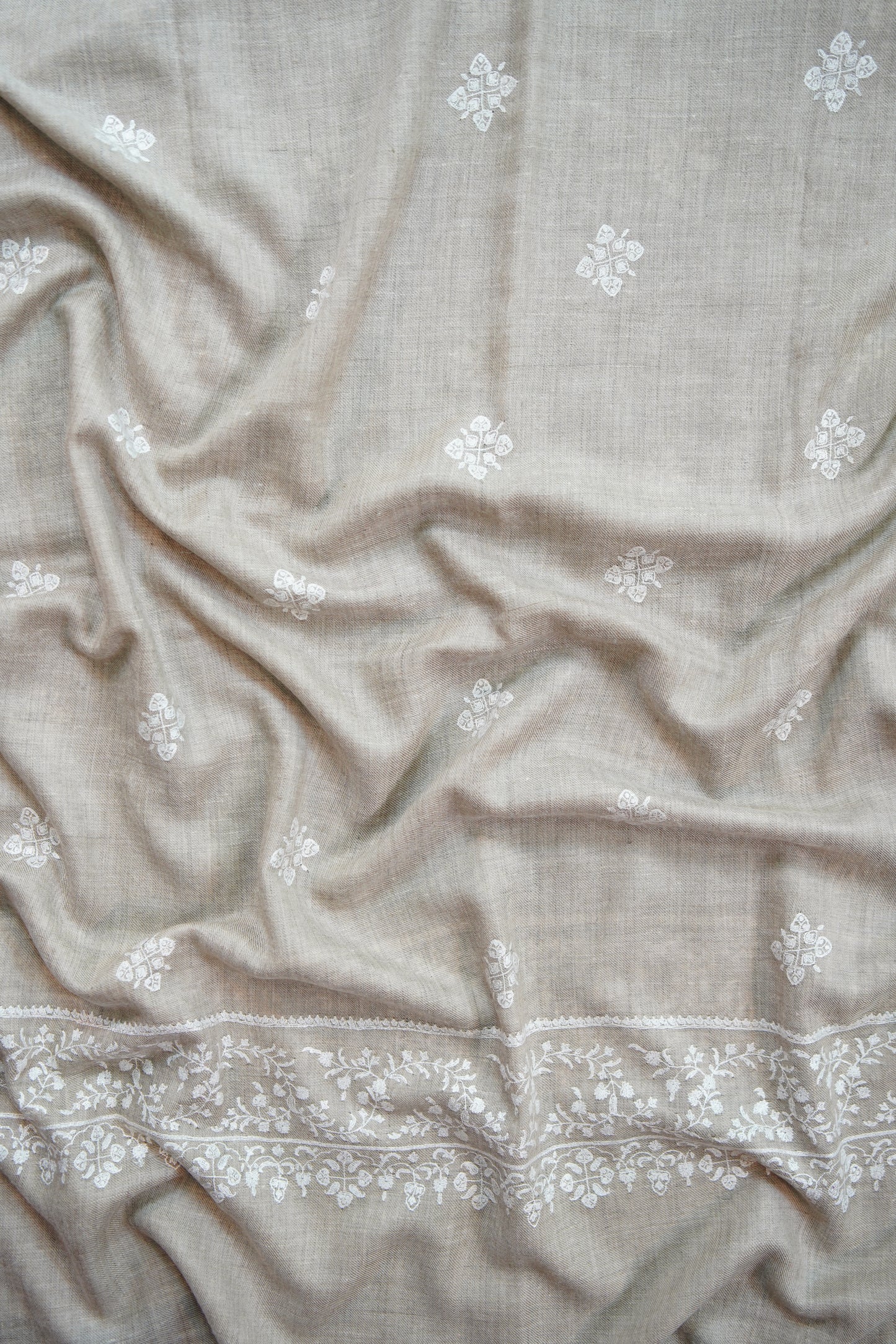 light natural GI butis embroidery pashmina shawl 9883