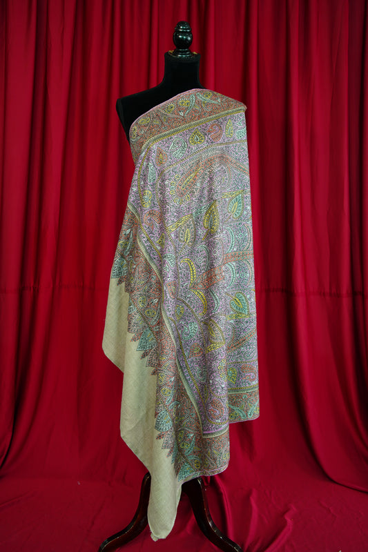 natural GI jamma embroidery pashmina shawl 9884