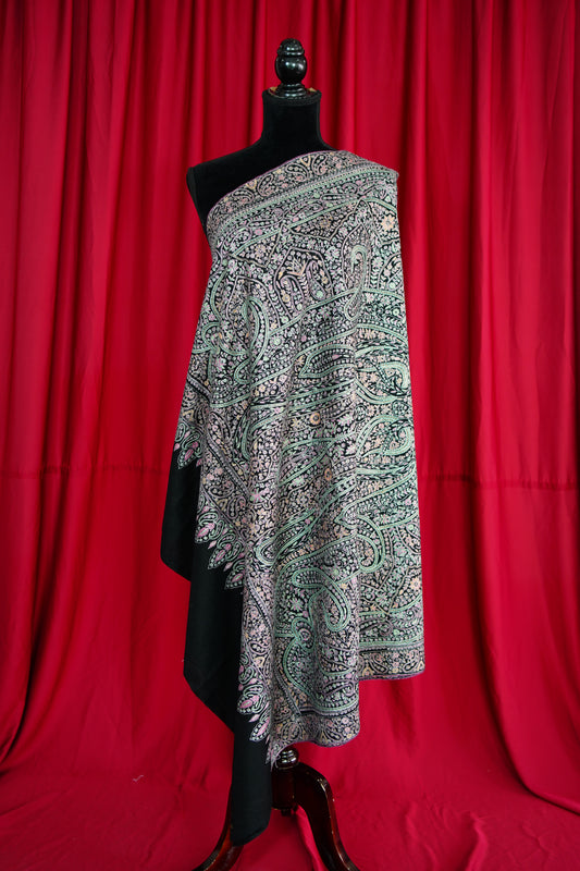 black GI jamma embroidery pashmina shawl 9886