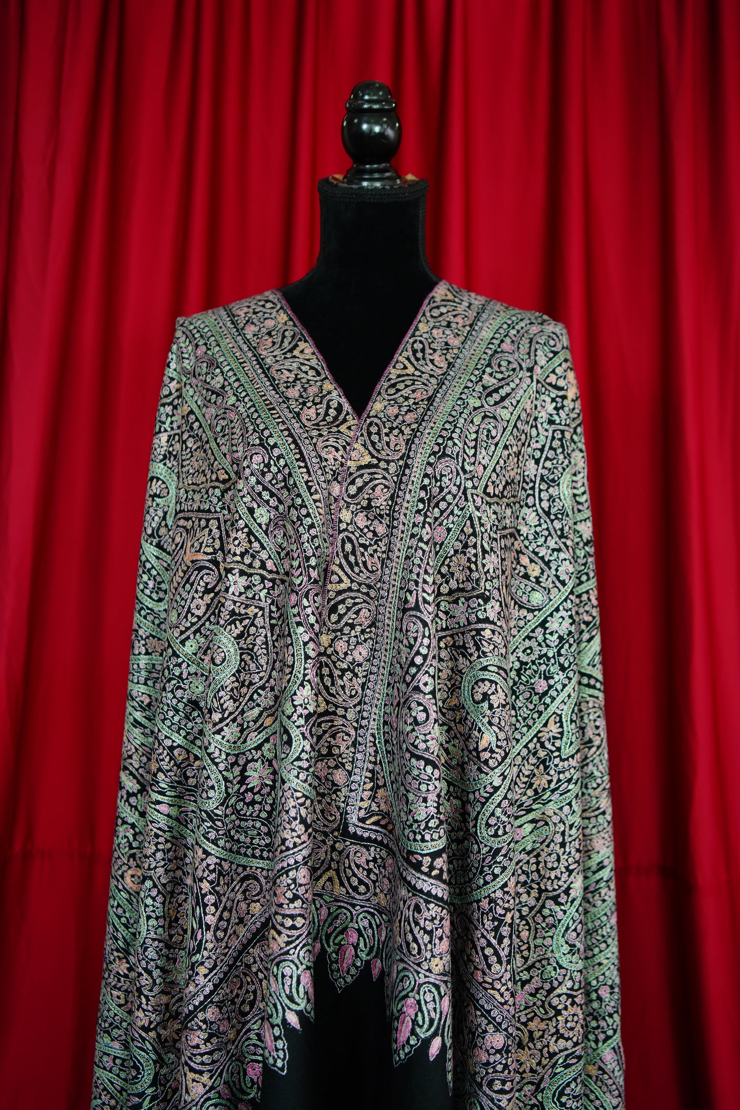 black GI jamma embroidery pashmina shawl 9886