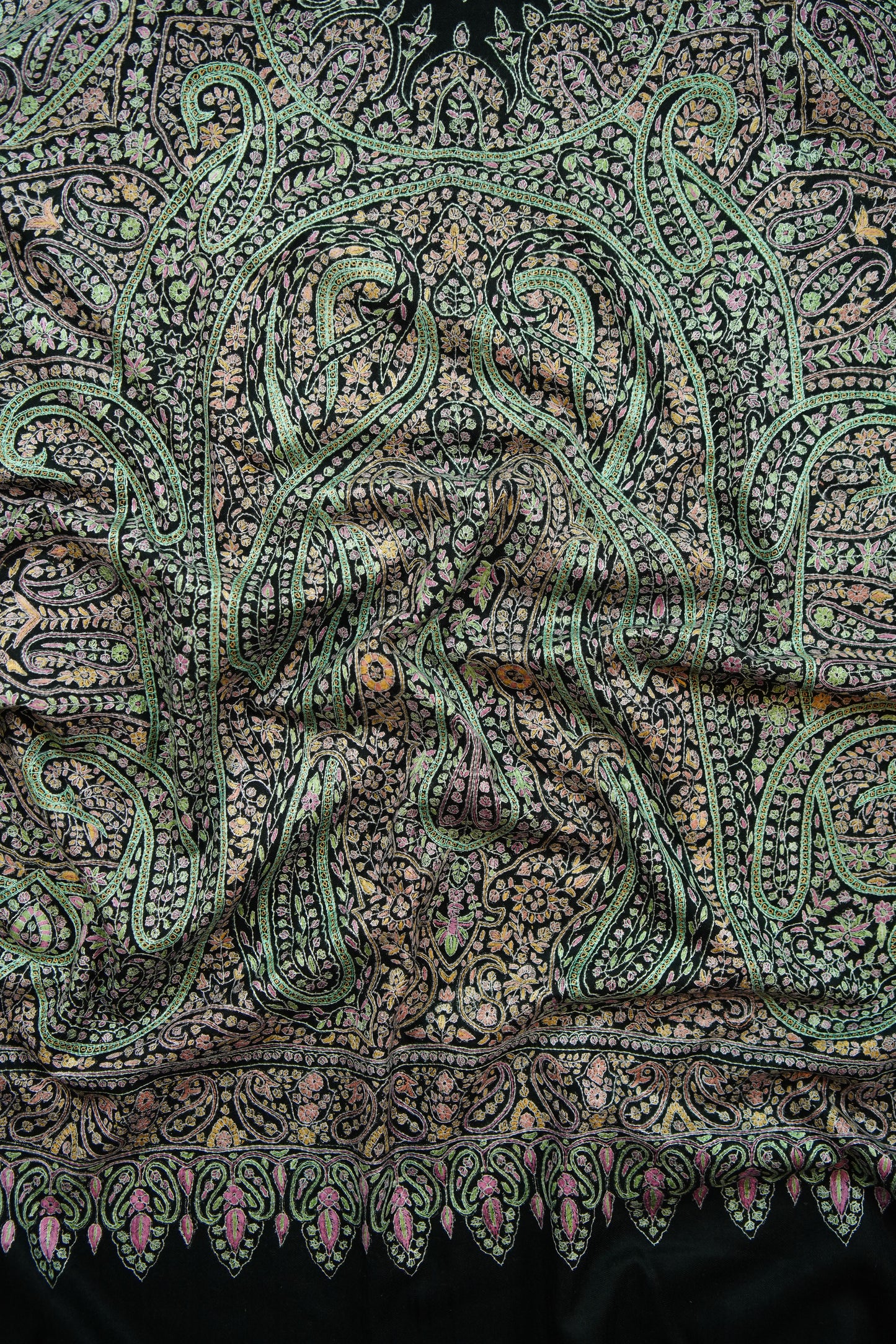 black GI jamma embroidery pashmina shawl 9886