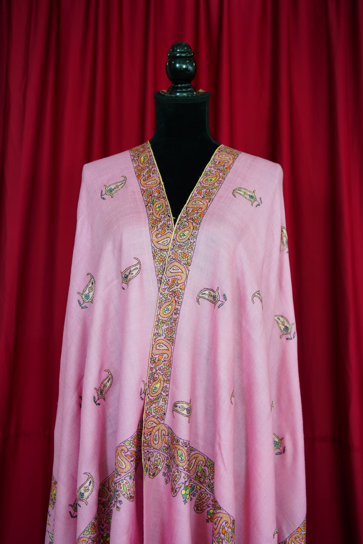 lavender pink GI embroidery pashmina shawl 9889
