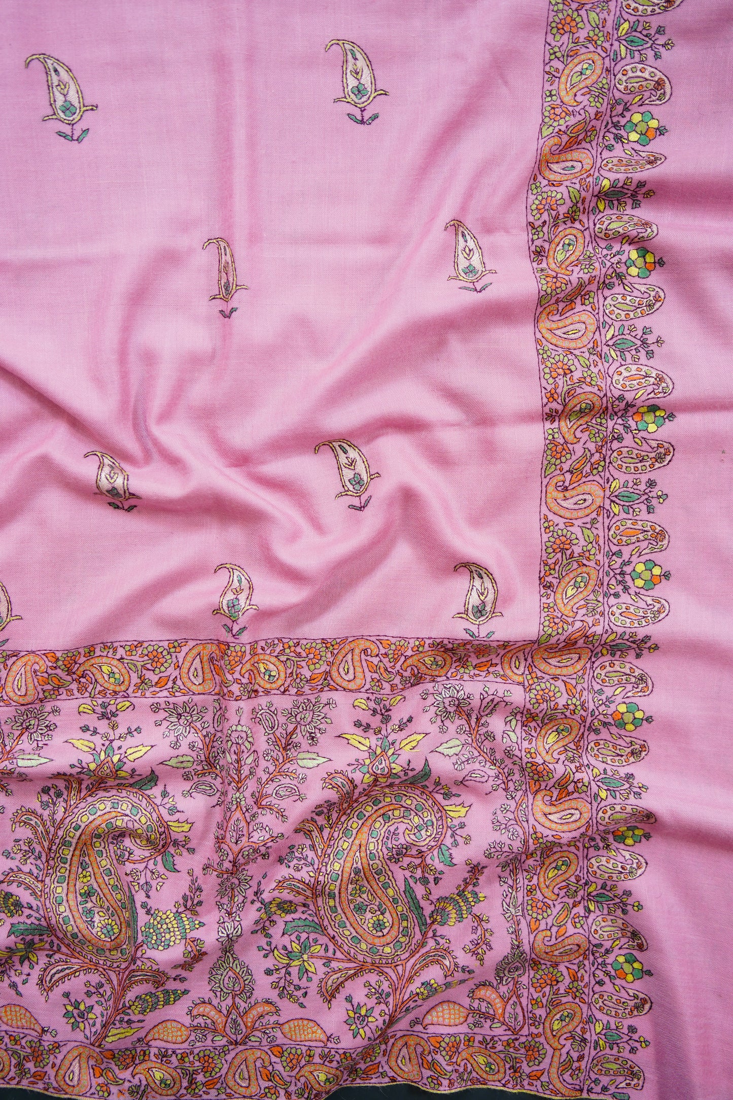 lavender pink GI embroidery pashmina shawl 9889