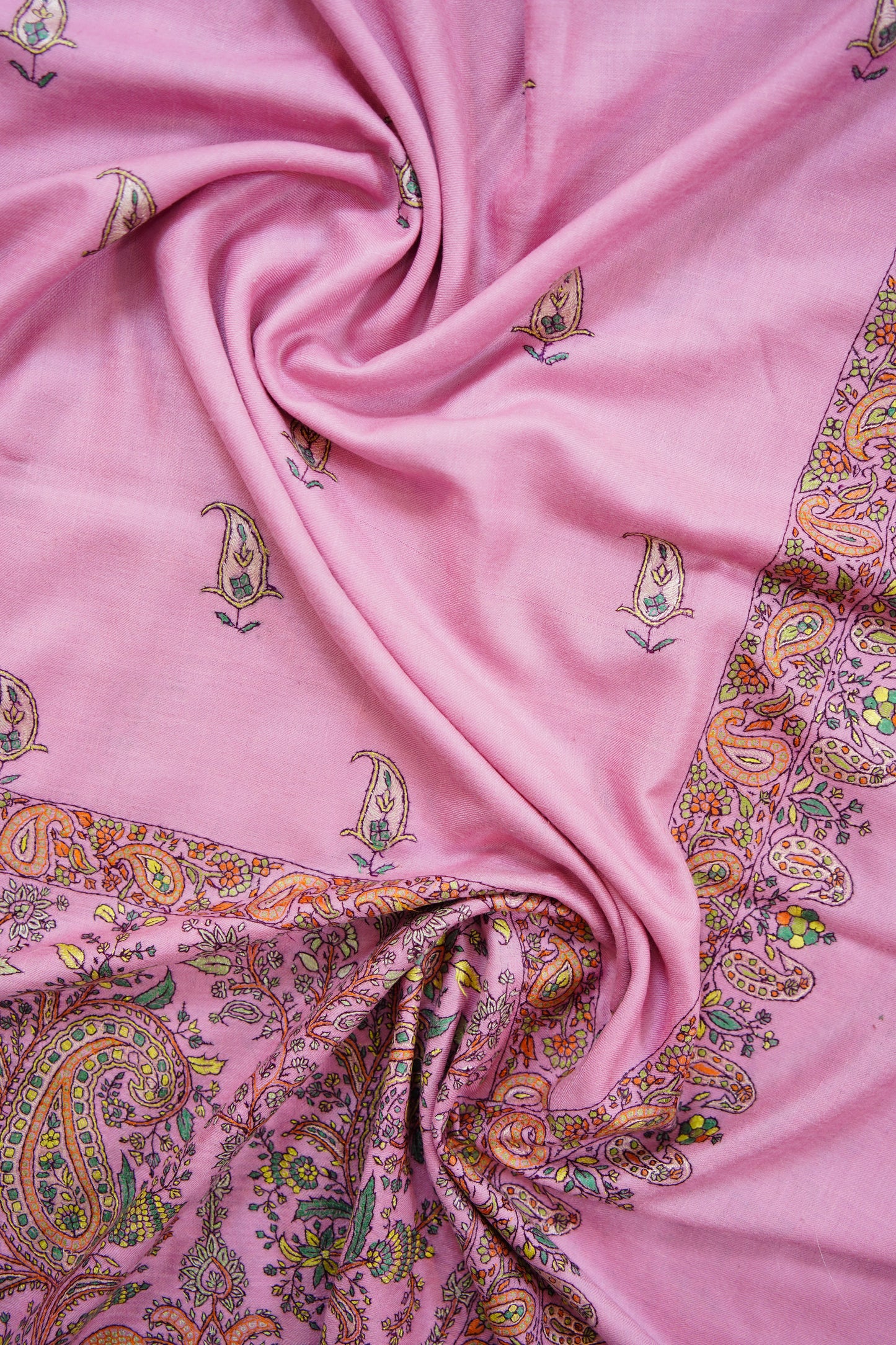 lavender pink GI embroidery pashmina shawl 9889