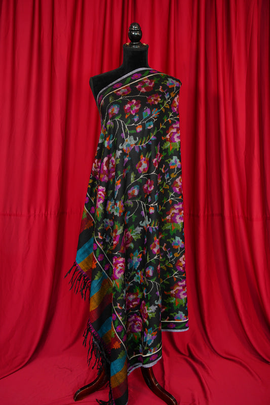 black multi-coloured GI kani jamma pashmina shawl 9895