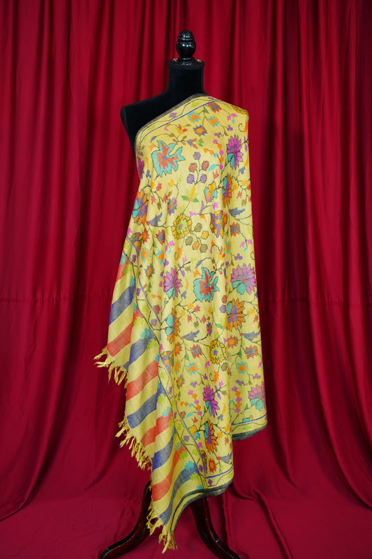 laguna yellow GI kani jamma pashmina shawl 9896