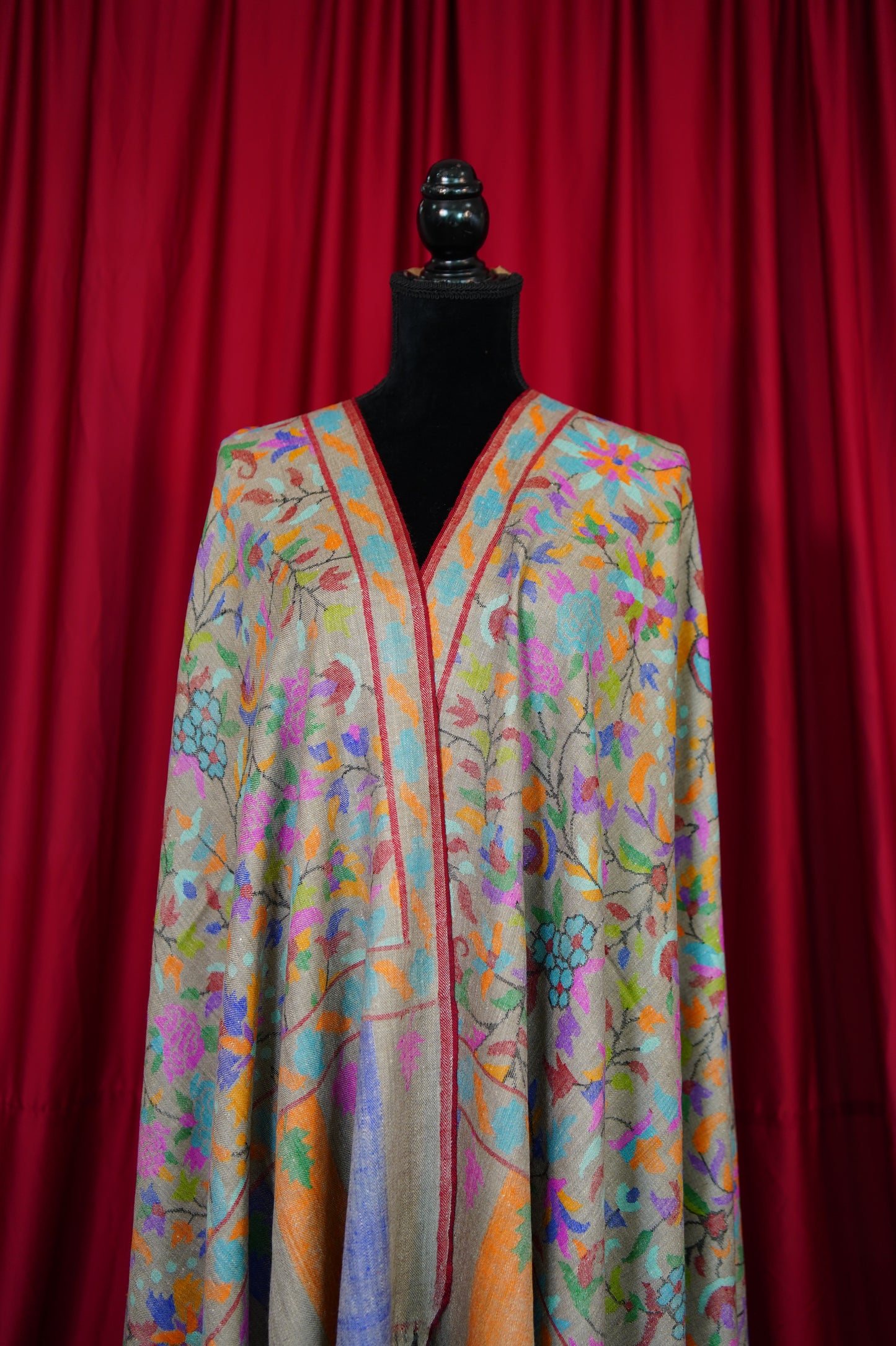 natural multi-coloured GI kani jamma pashmina shawl 9897