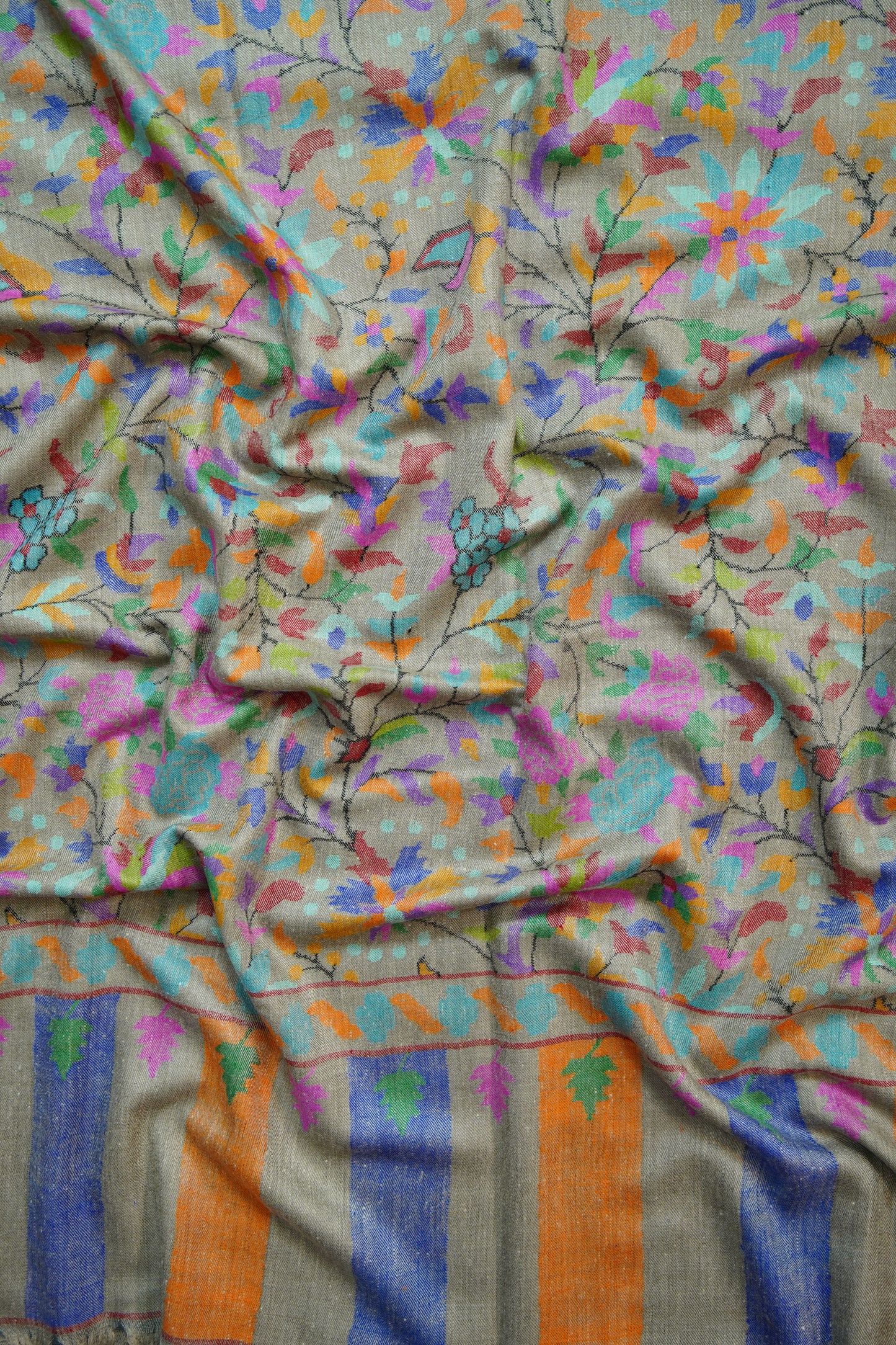 natural multi-coloured GI kani jamma pashmina shawl 9897