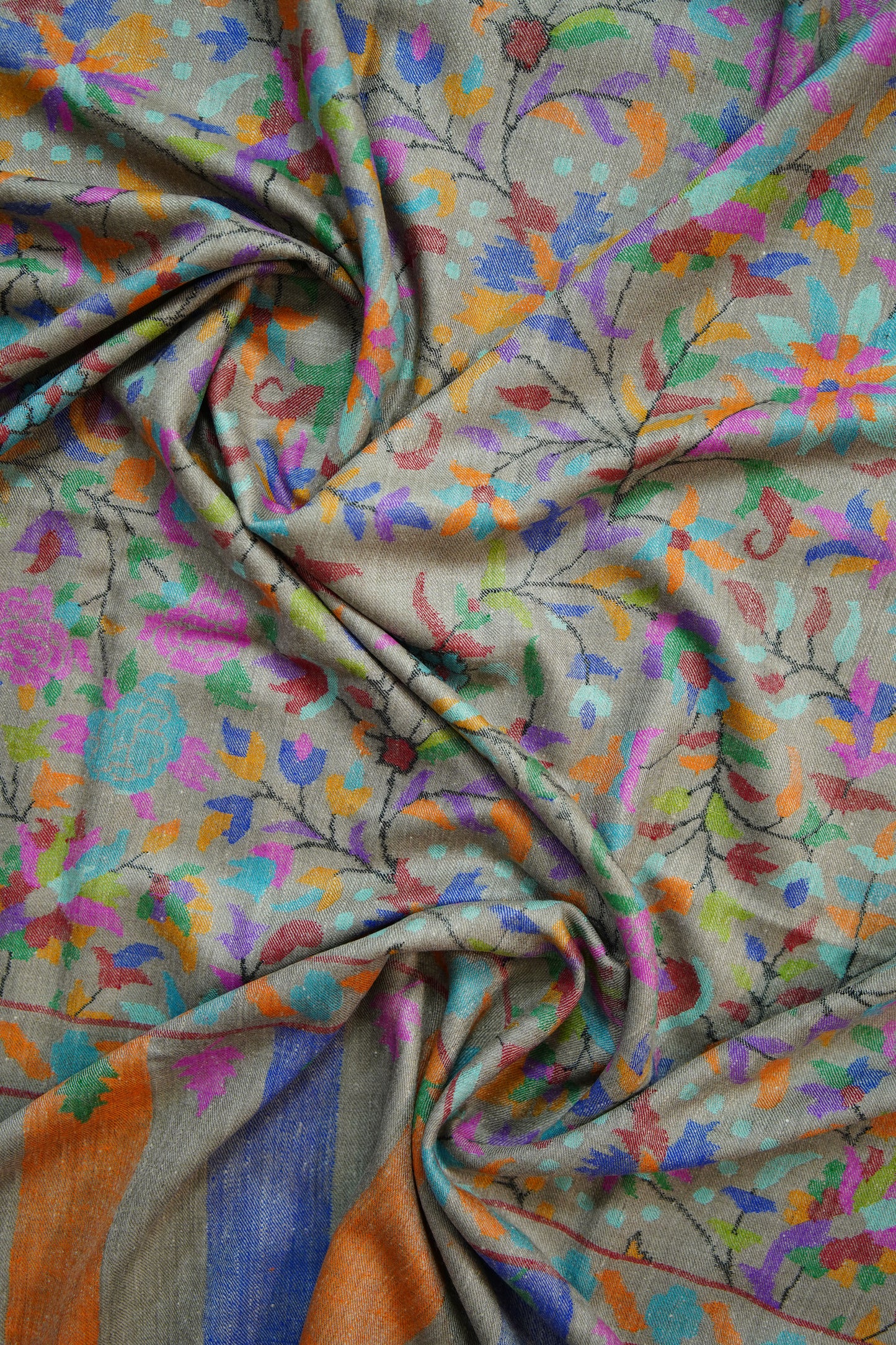 natural multi-coloured GI kani jamma pashmina shawl 9897