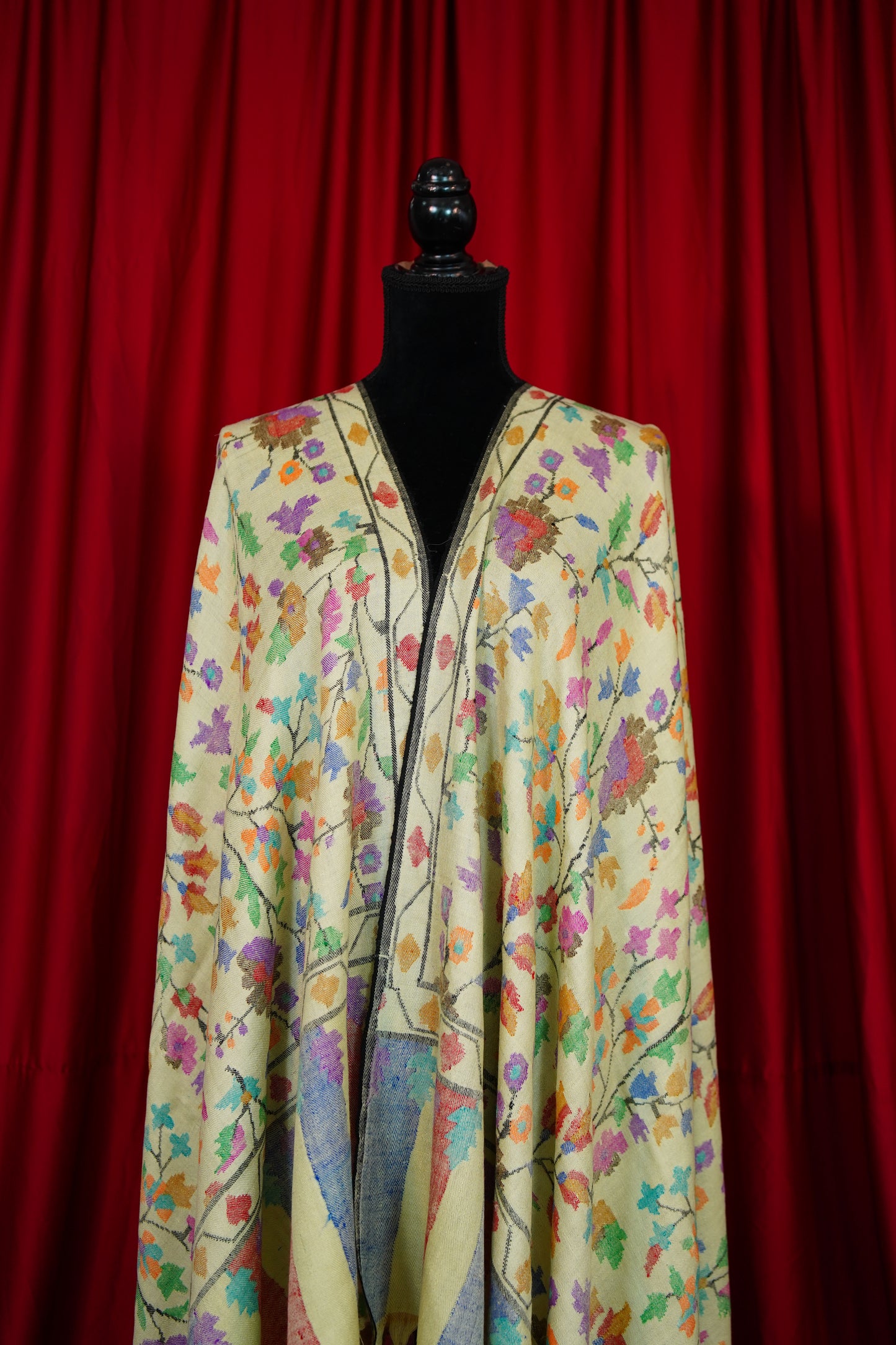 banana light yellow multi-coloured GI kani jamma pashmina shawl 9899