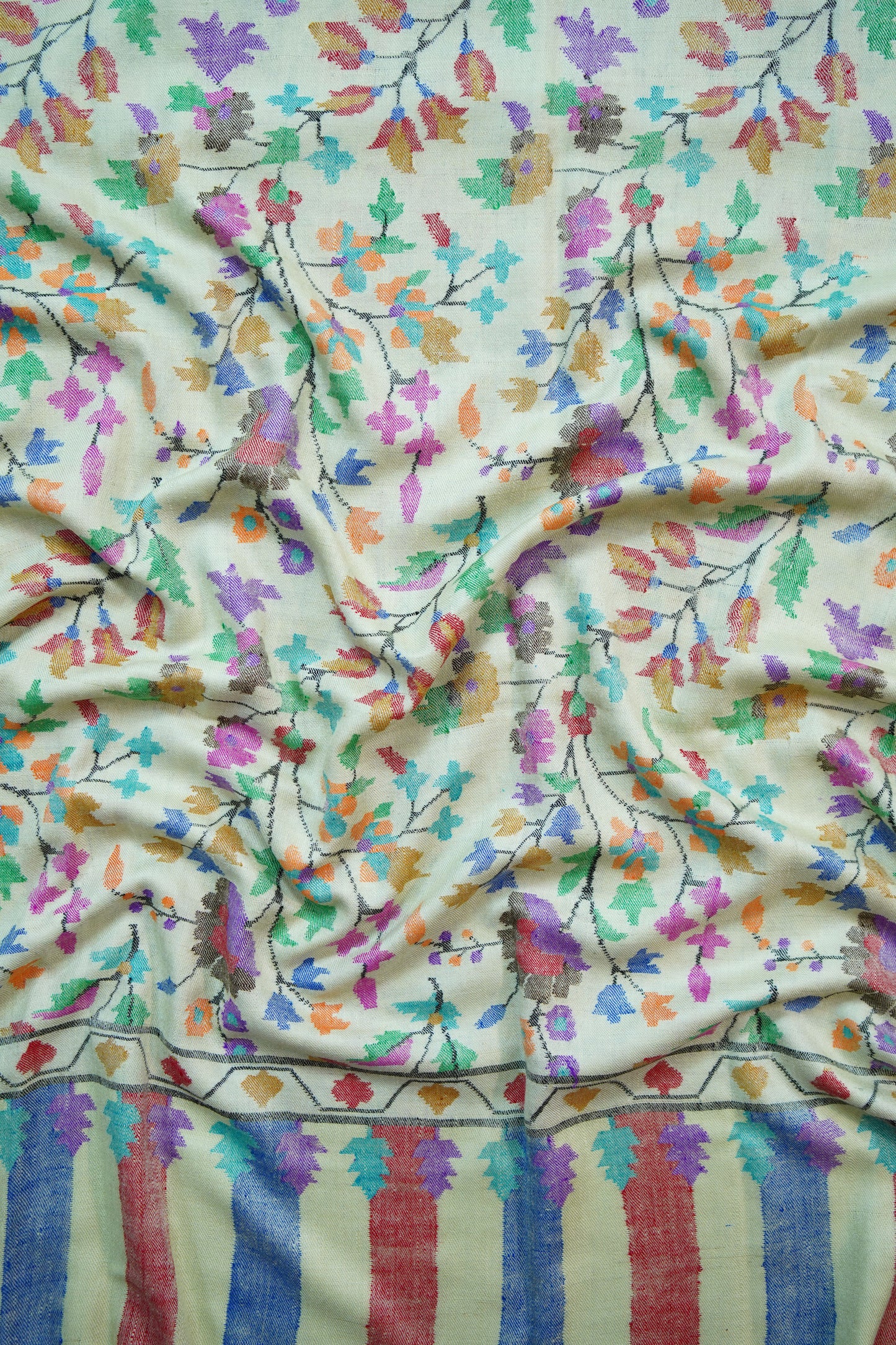 banana light yellow multi-coloured GI kani jamma pashmina shawl 9899