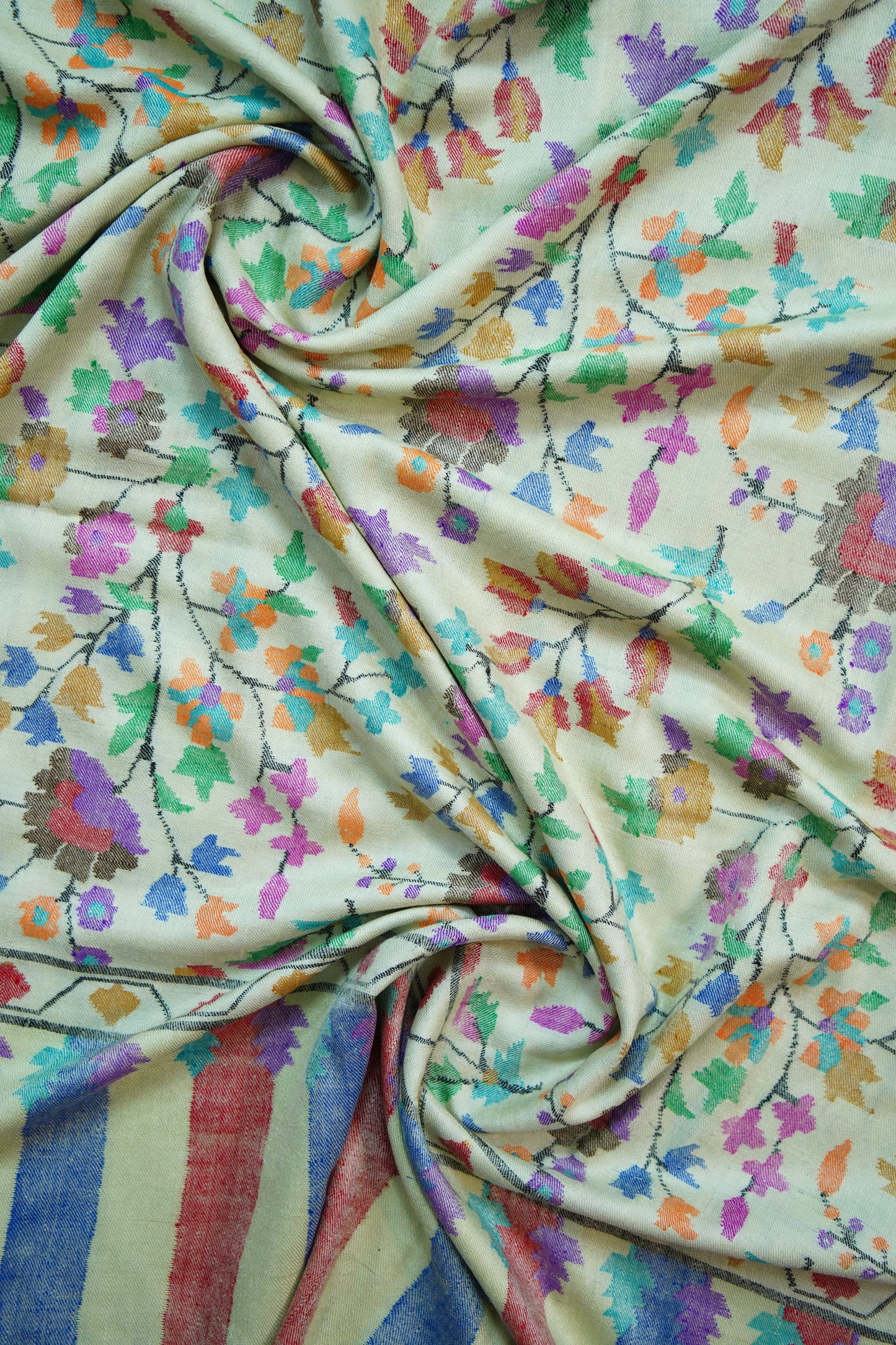 banana light yellow multi-coloured GI kani jamma pashmina shawl 9899