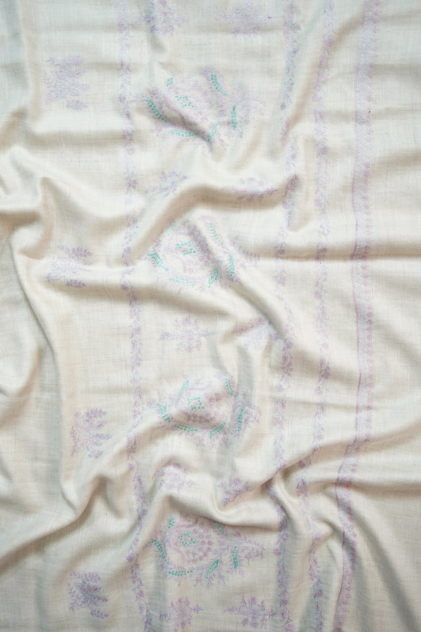 white GI embroidery pashmina shawl 9903