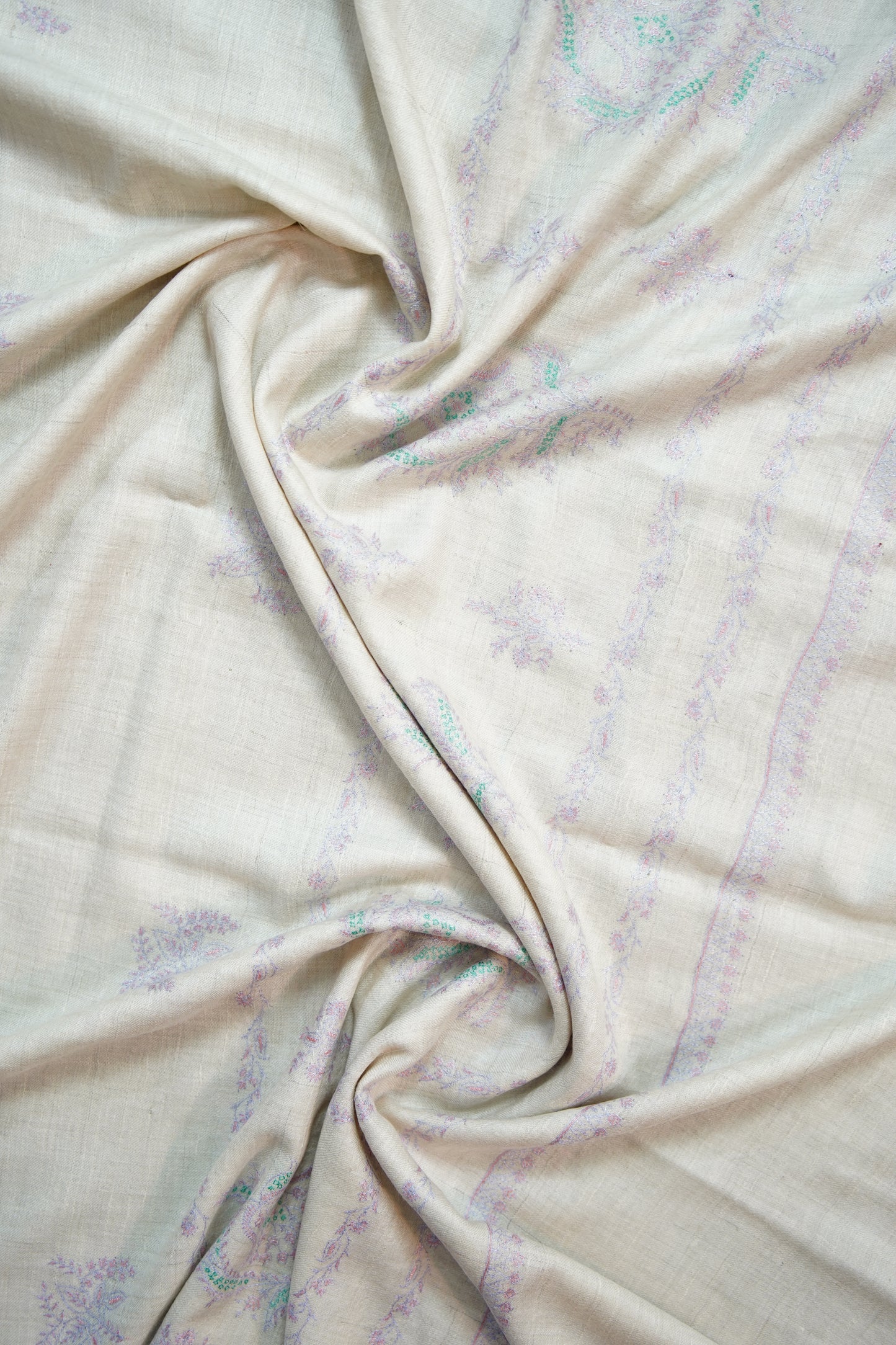 white GI embroidery pashmina shawl 9903