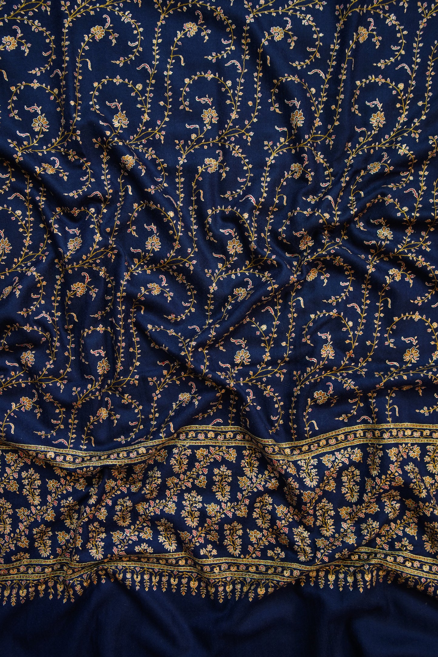 denim blue GI jaali embroidery pashmina shawl 9906