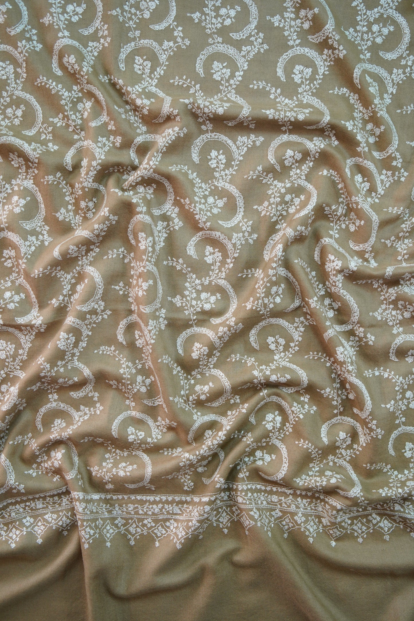 biscuit natural GI jaali embroidery pashmina shawl 9910