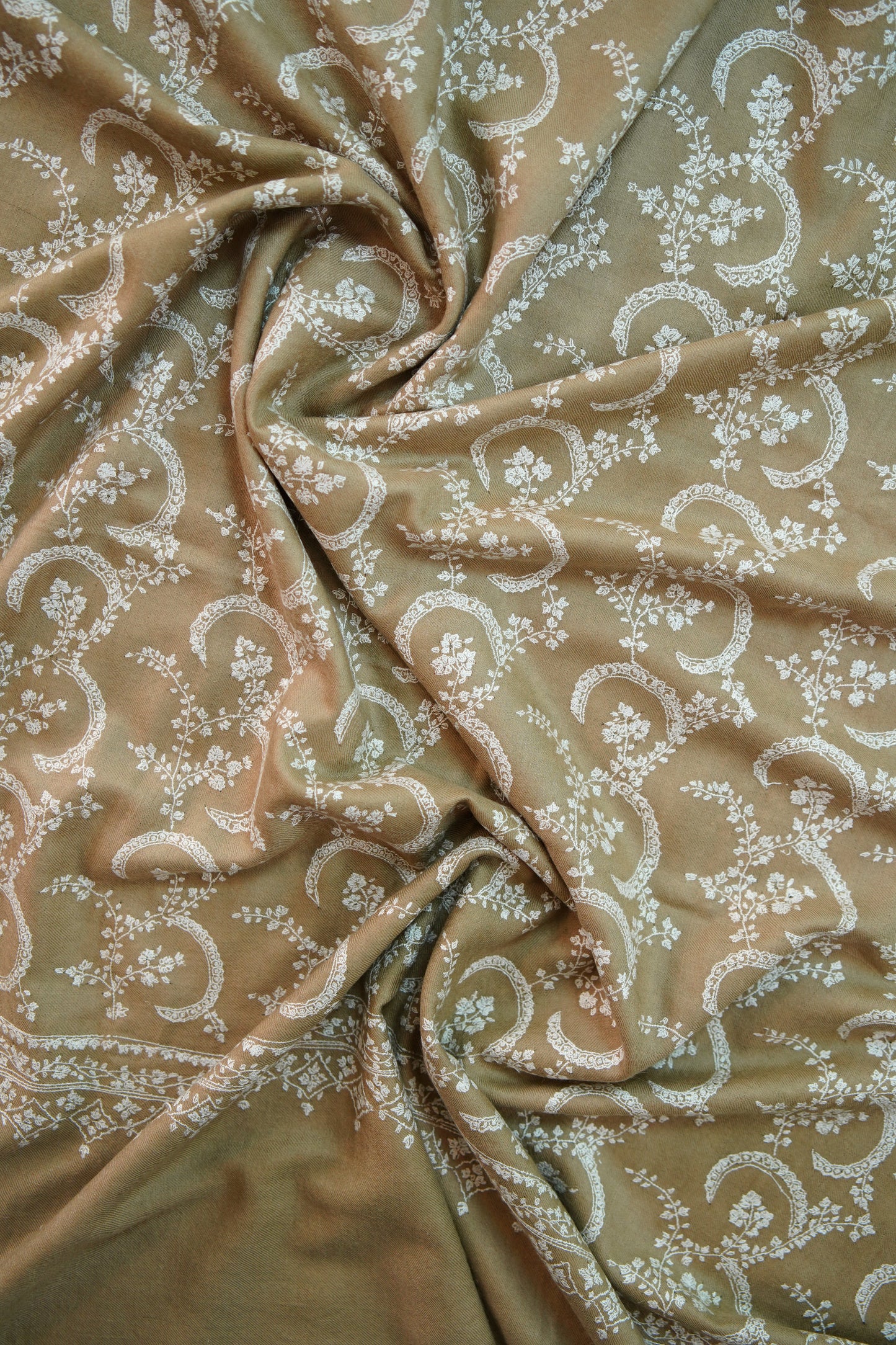 biscuit natural GI jaali embroidery pashmina shawl 9910