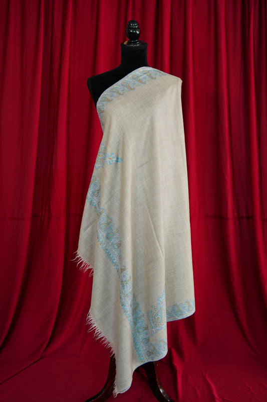 light natural GI embroidery pashmina shawl 9911