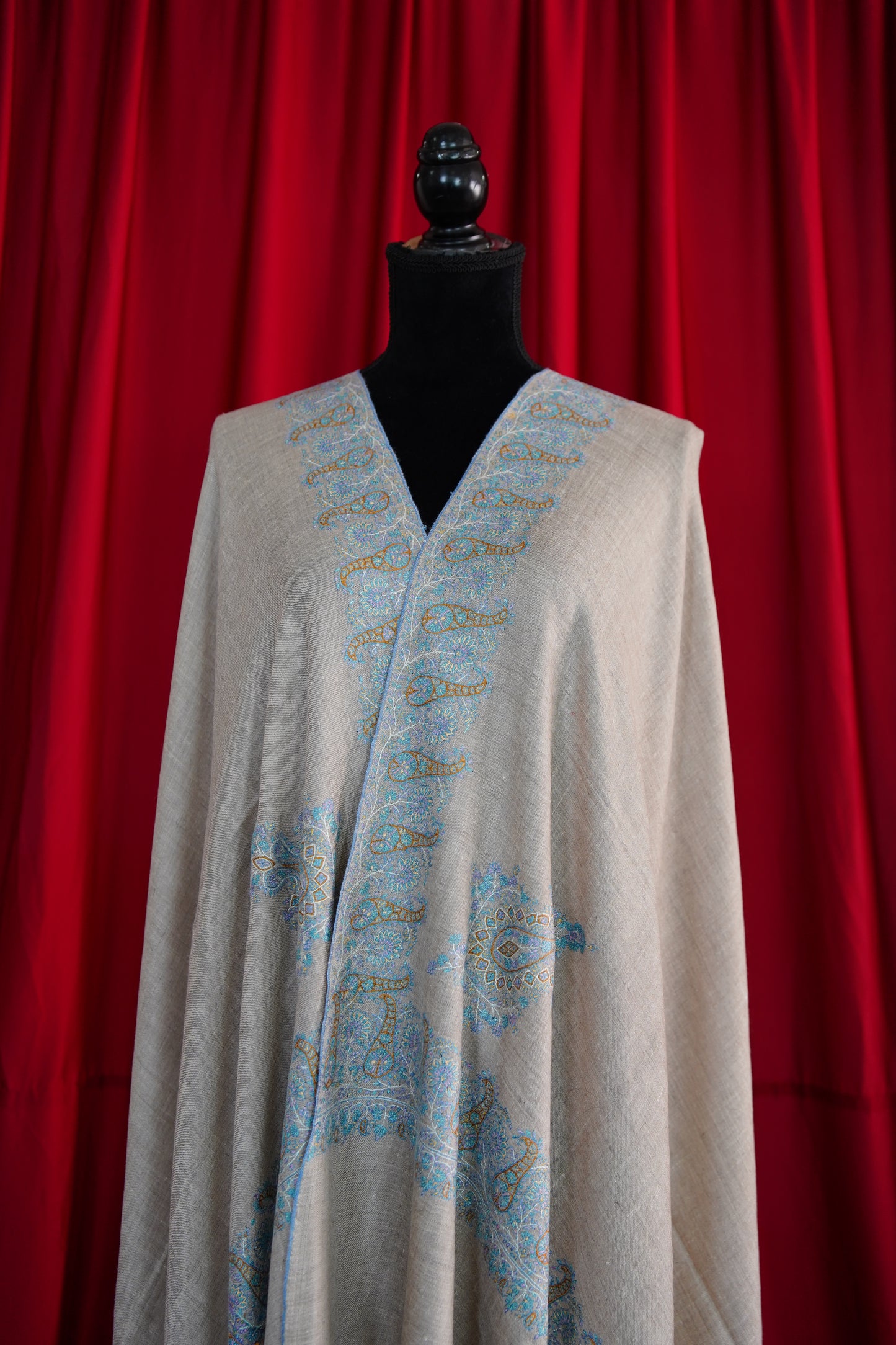 light natural GI embroidery pashmina shawl 9911