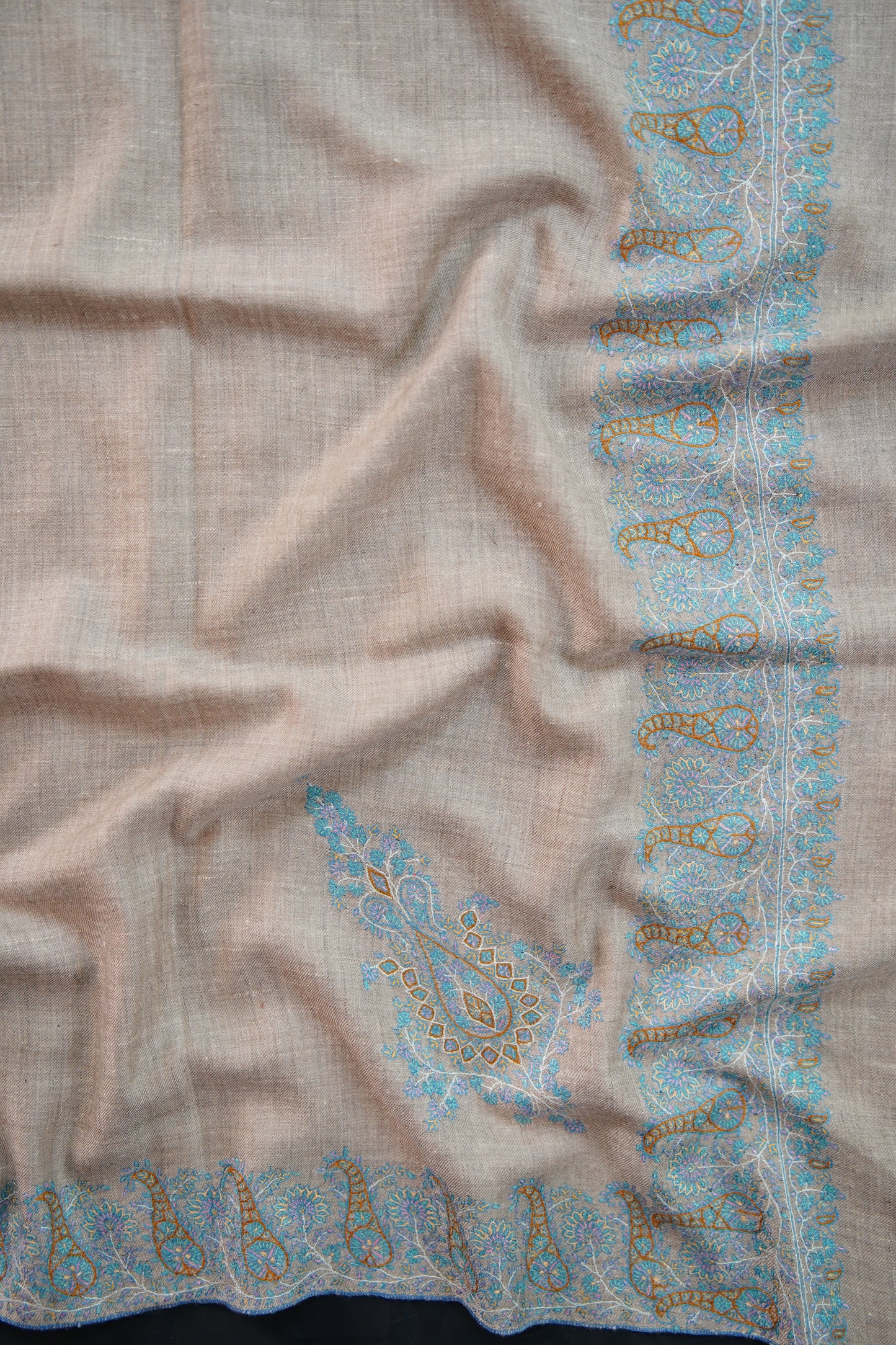 light natural GI embroidery pashmina shawl 9911