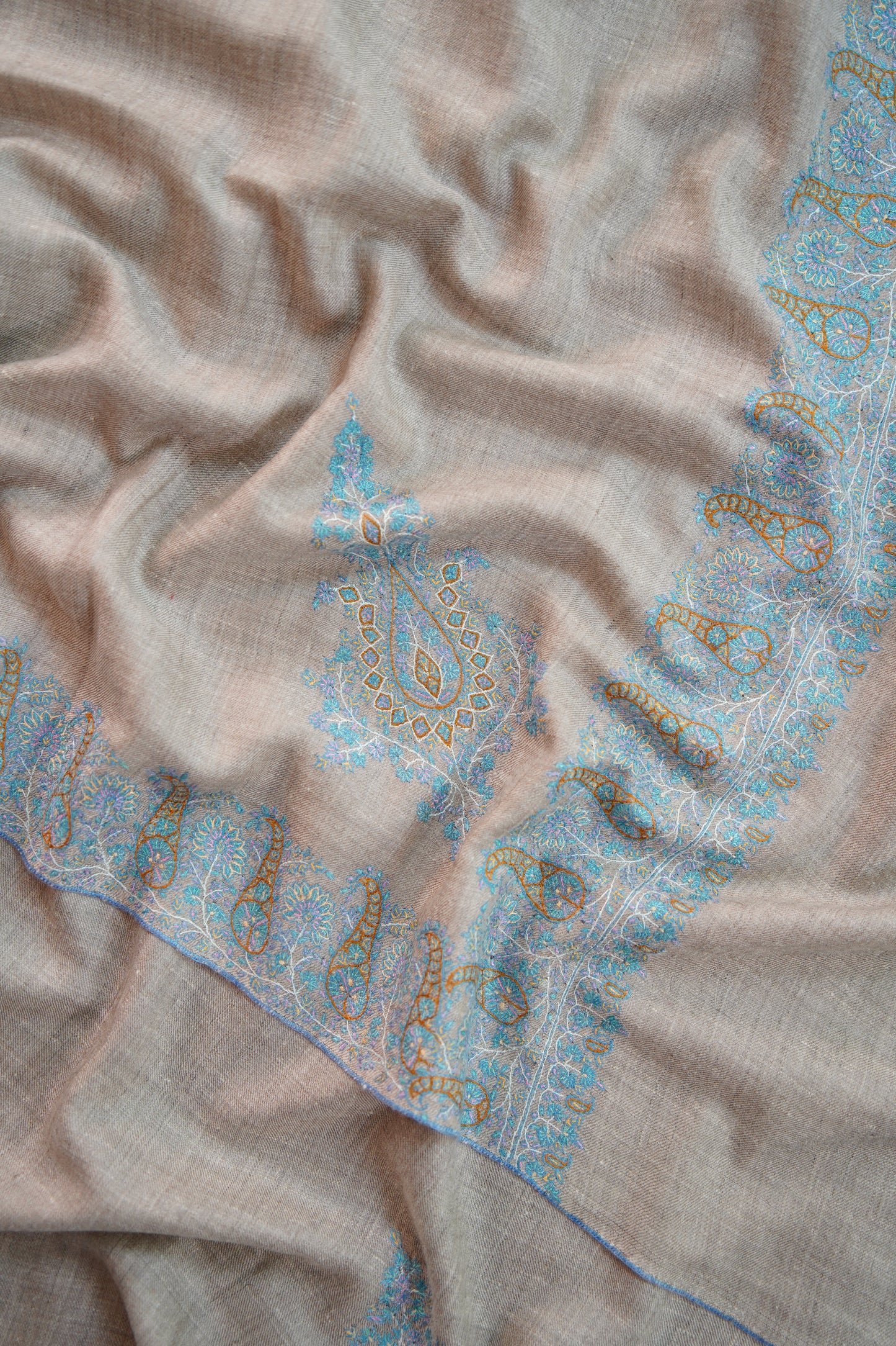 light natural GI embroidery pashmina shawl 9911
