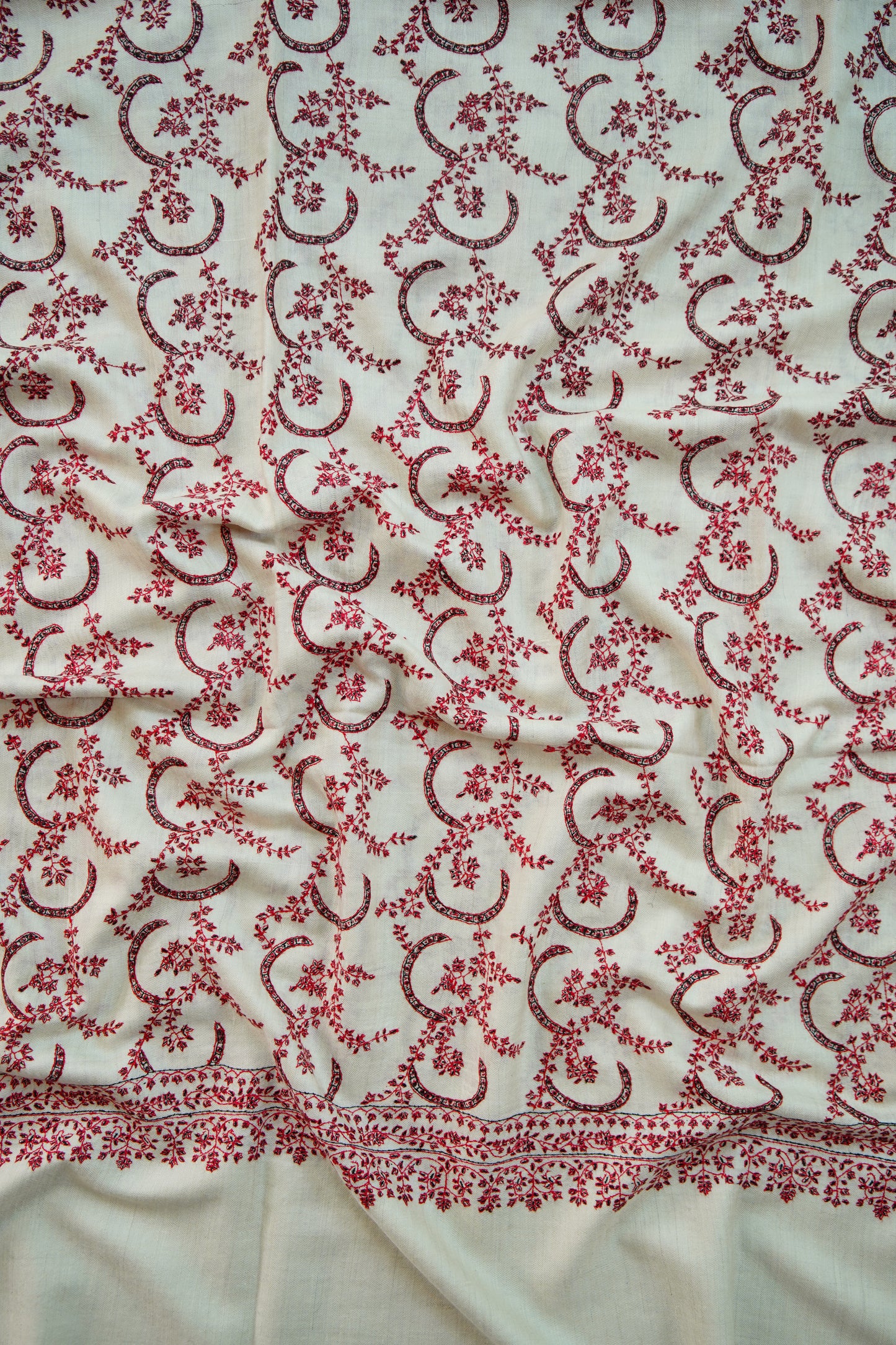 white GI jaali embroidery pashmina shawl 9913