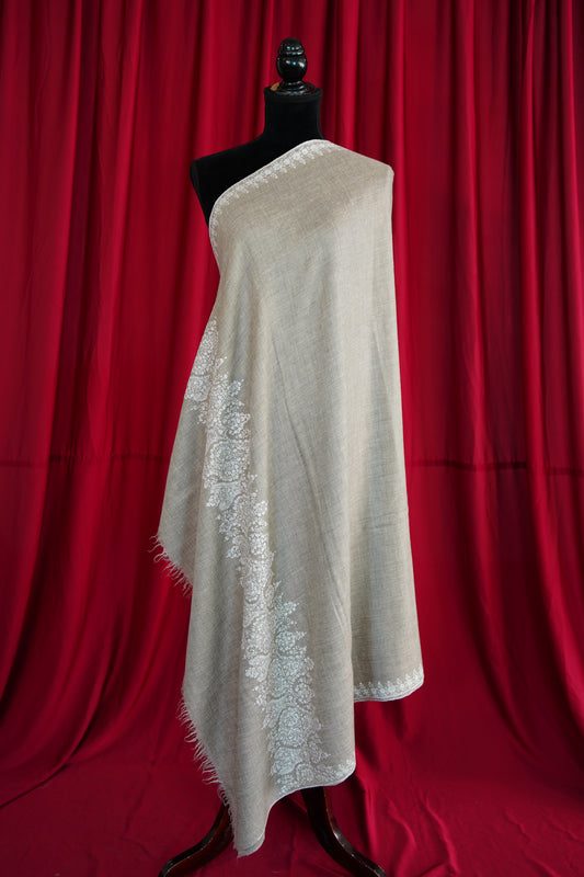 light natural GI embroidery pashmina shawl 9915