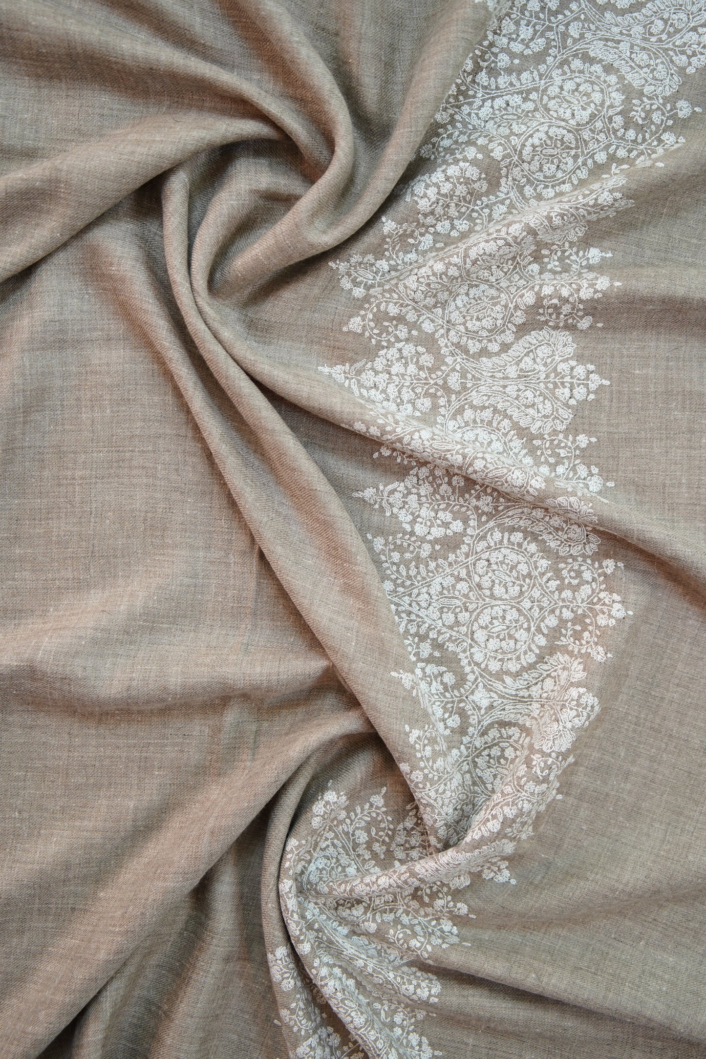 light natural GI embroidery pashmina shawl 9915