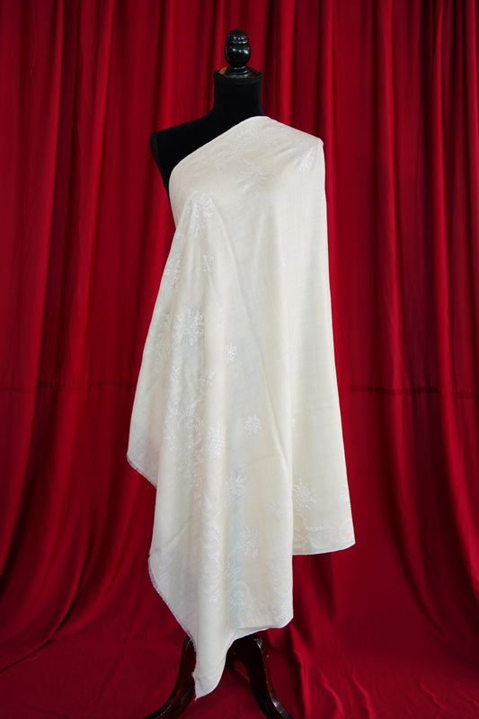 snow white GI butis embroidery pashmina shawl 9916