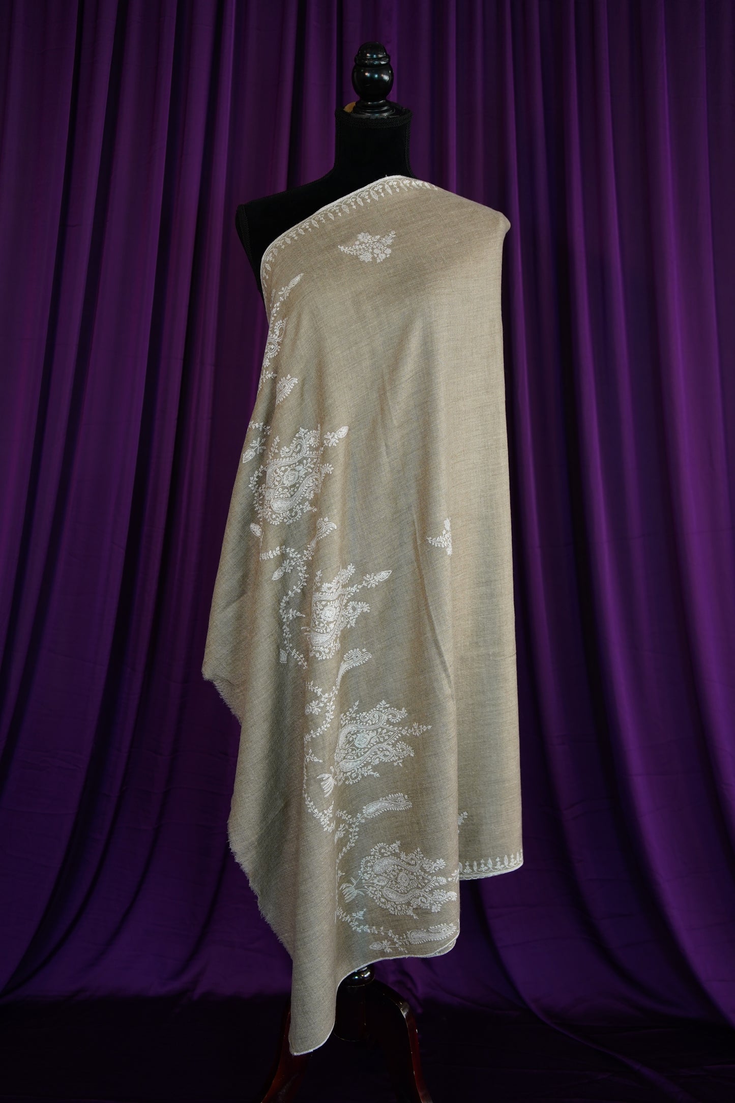 natural GI embroidery pashmina shawl 9917