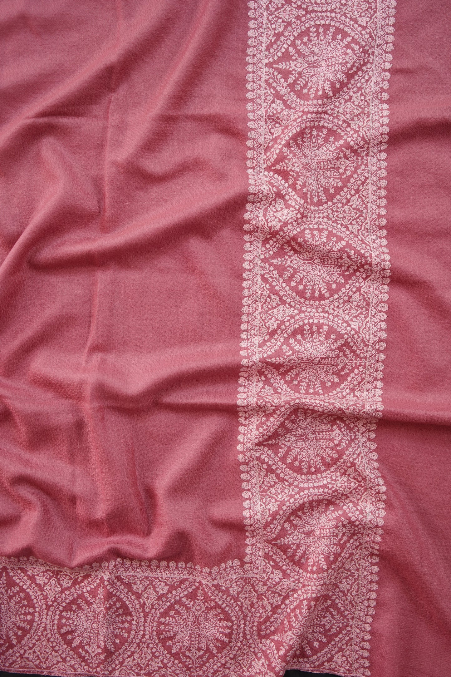 flamingo pink GI embroidery pashmina shawl 9918