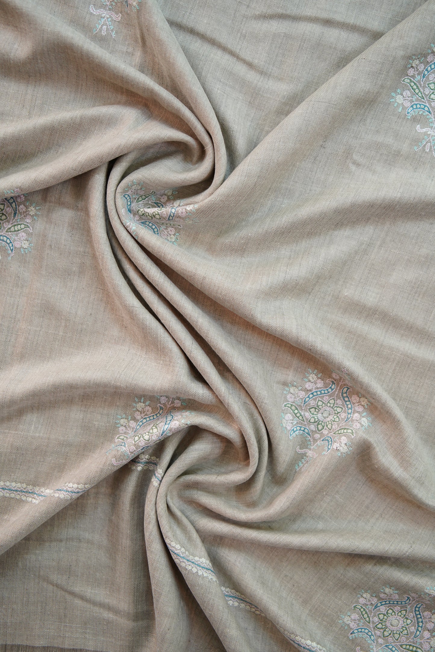 smoke grey GI butis embroidery pashmina shawl 9919