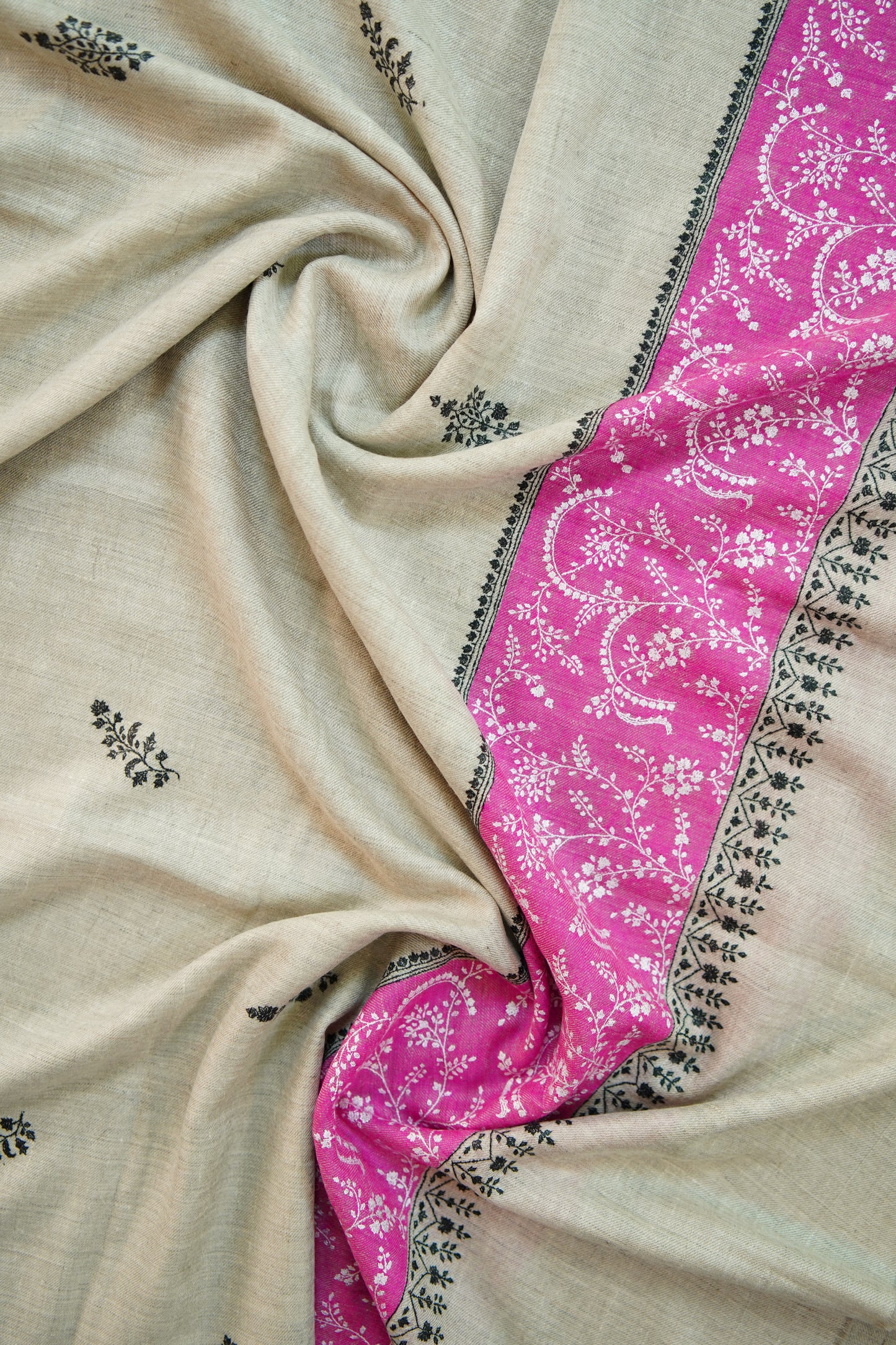 light natural GI butis embroidery pashmina shawl 9921