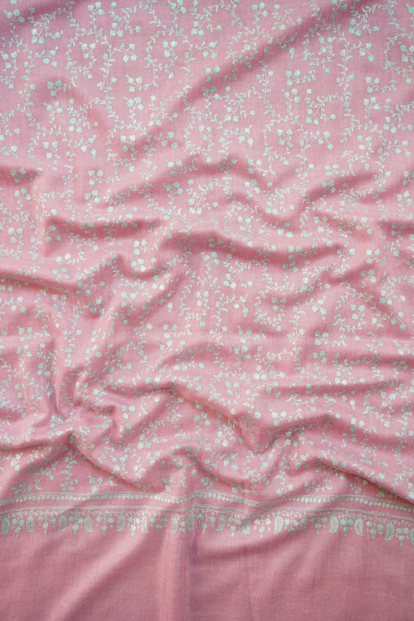 lemonade pink GI jaali embroidery pashmina stole 9922