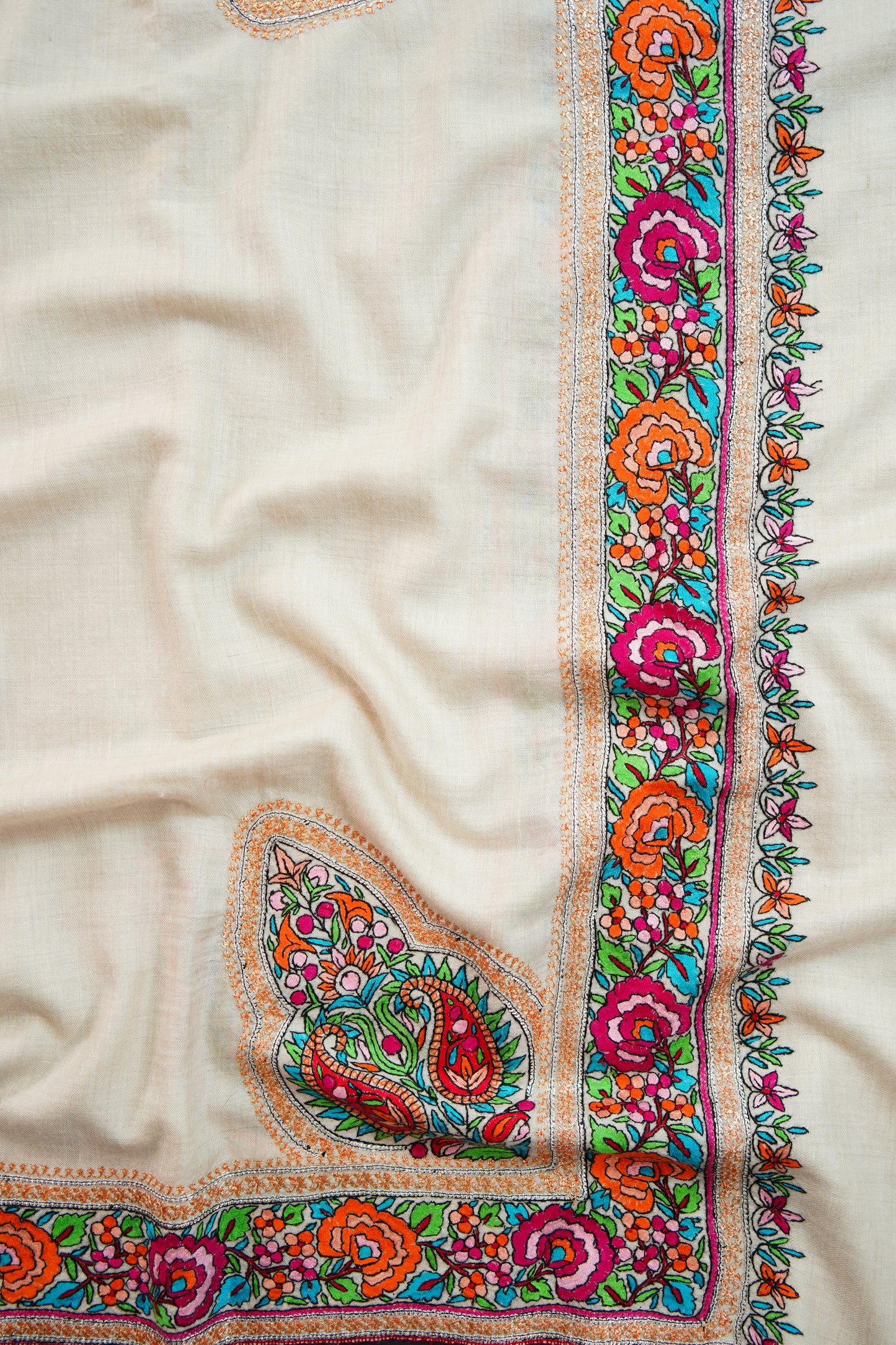 white GI embroidery pashmina shawl 9924