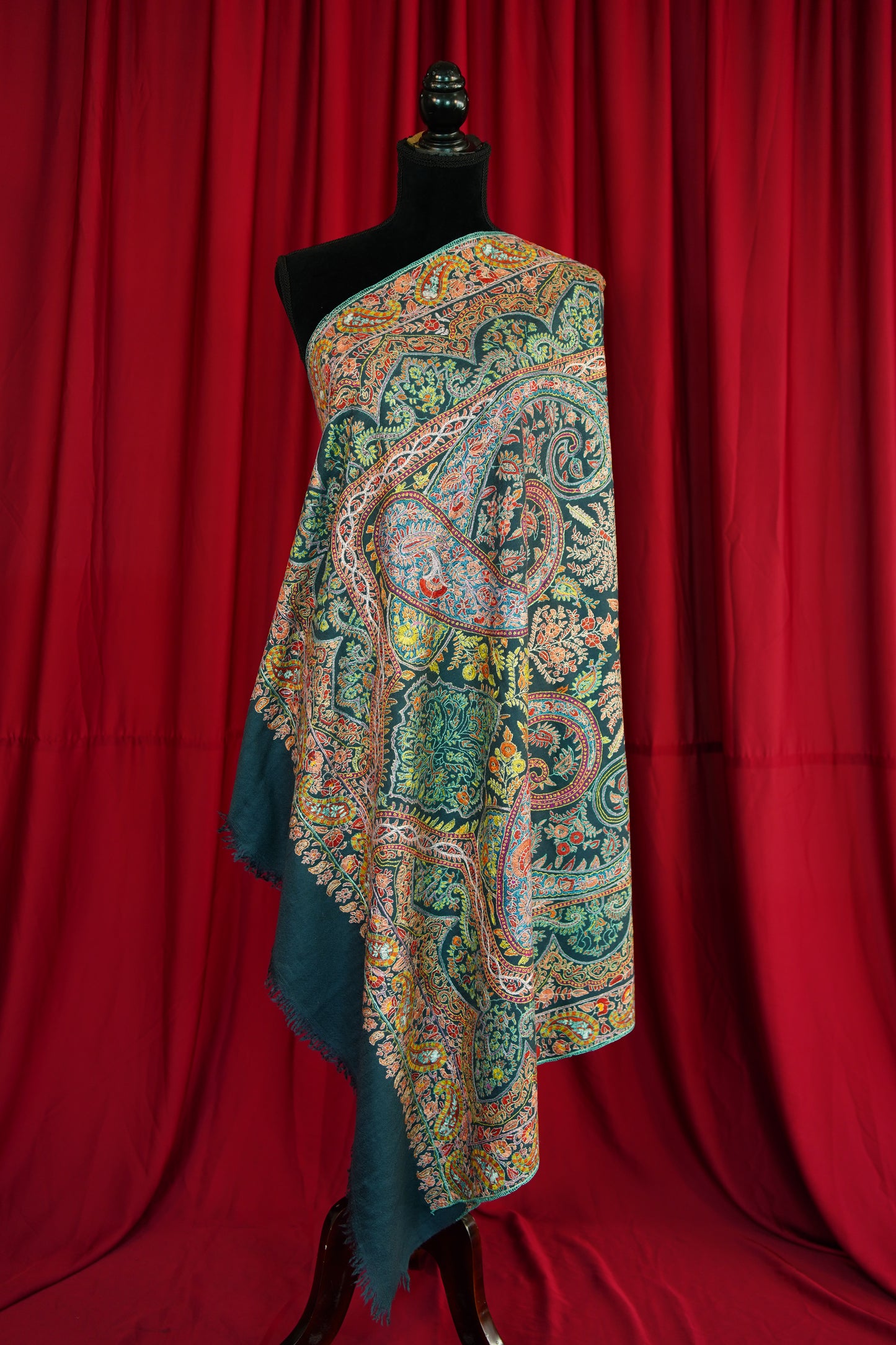 multi-coloured GI jamma embroidery pashmina shawl 9927