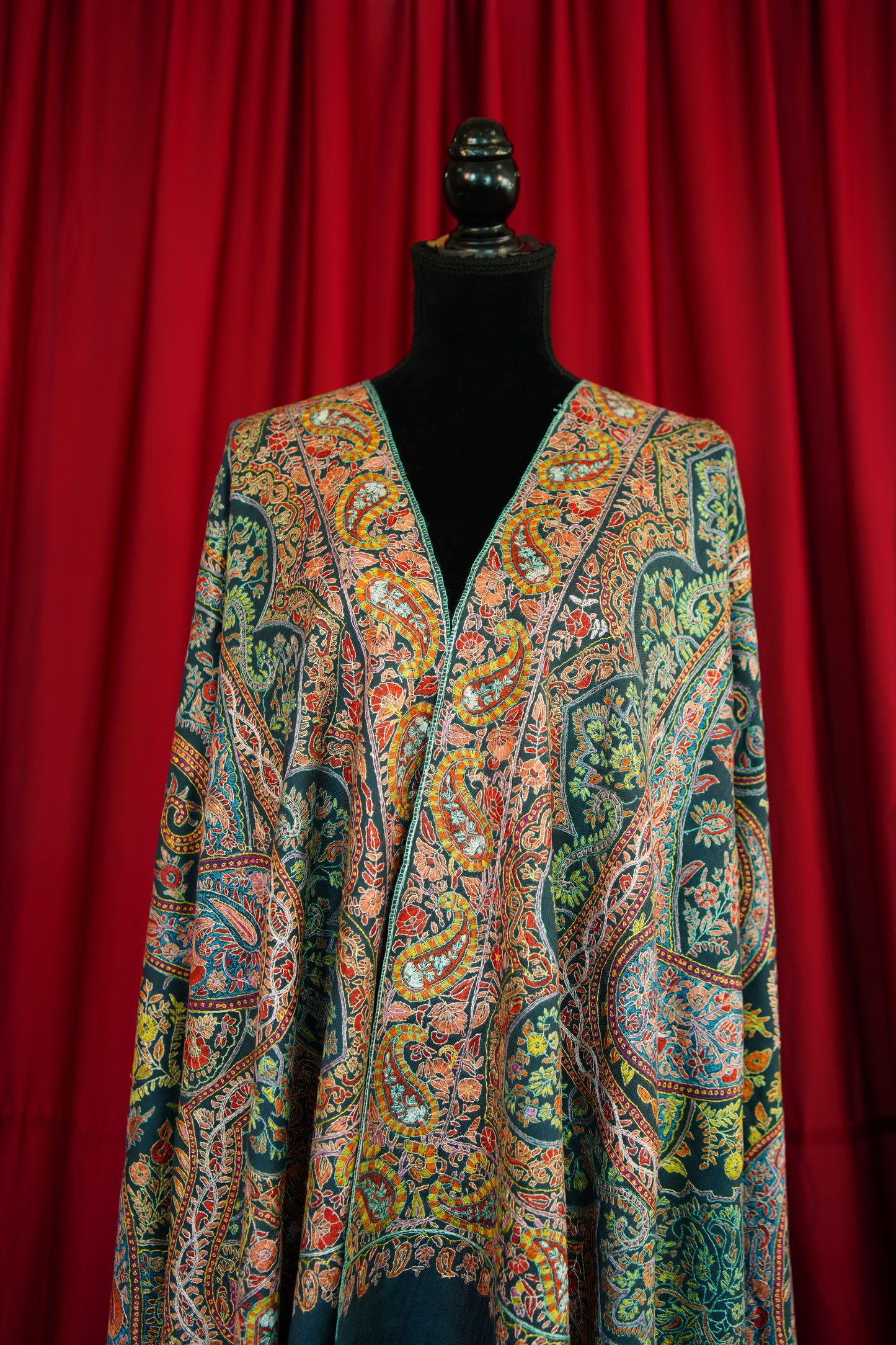 multi-coloured GI jamma embroidery pashmina shawl 9927