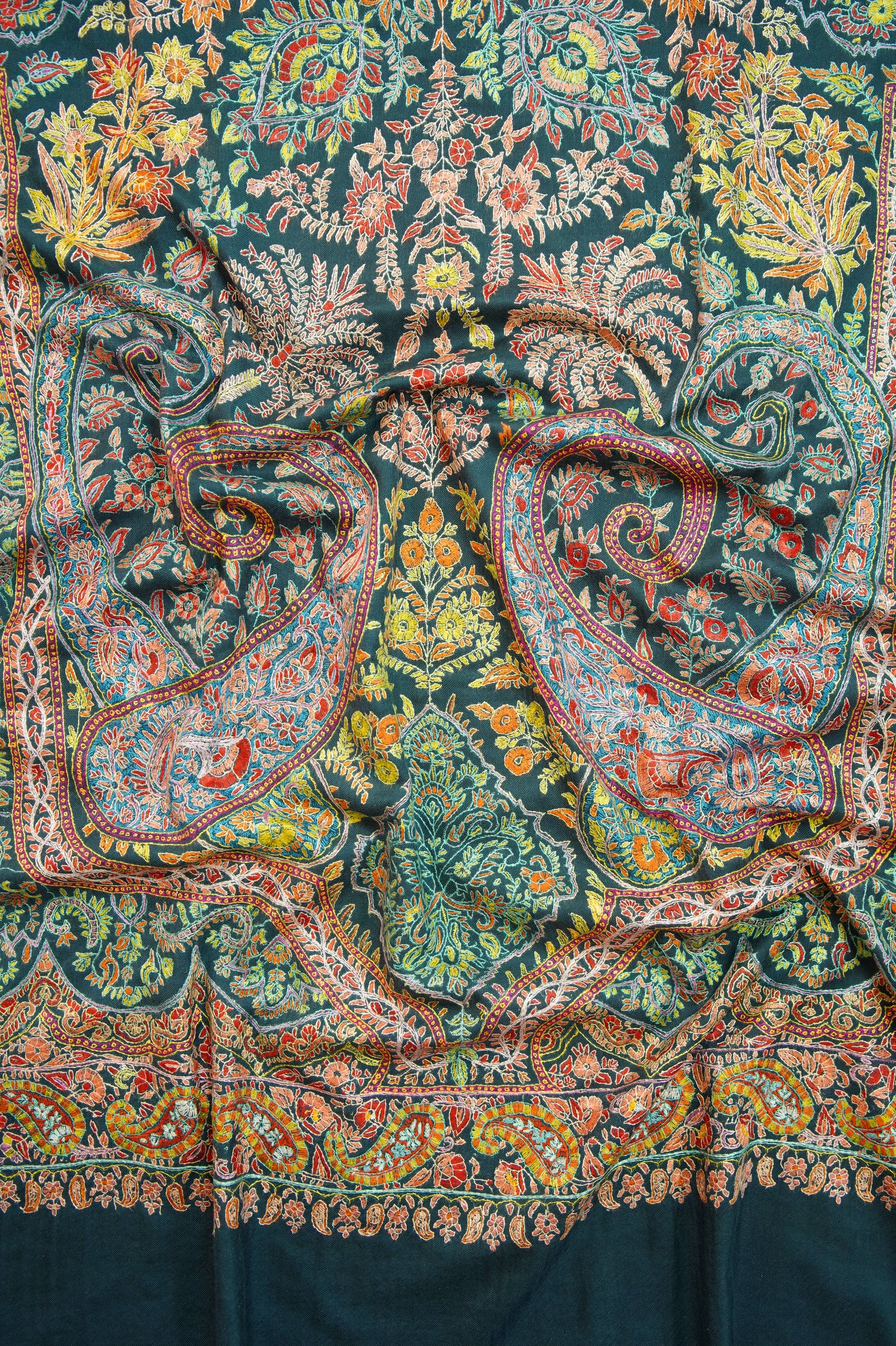 multi-coloured GI jamma embroidery pashmina shawl 9927