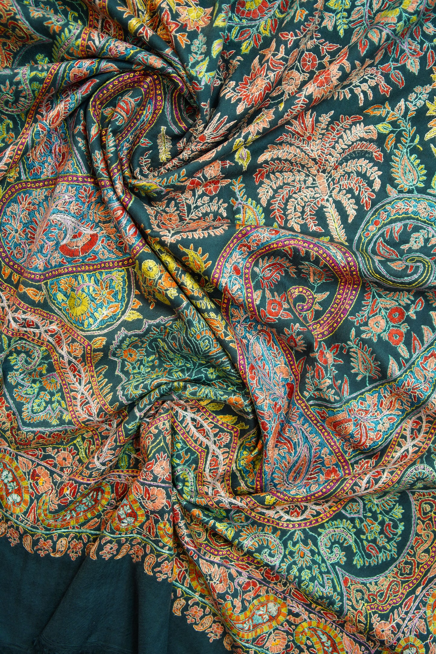 multi-coloured GI jamma embroidery pashmina shawl 9927