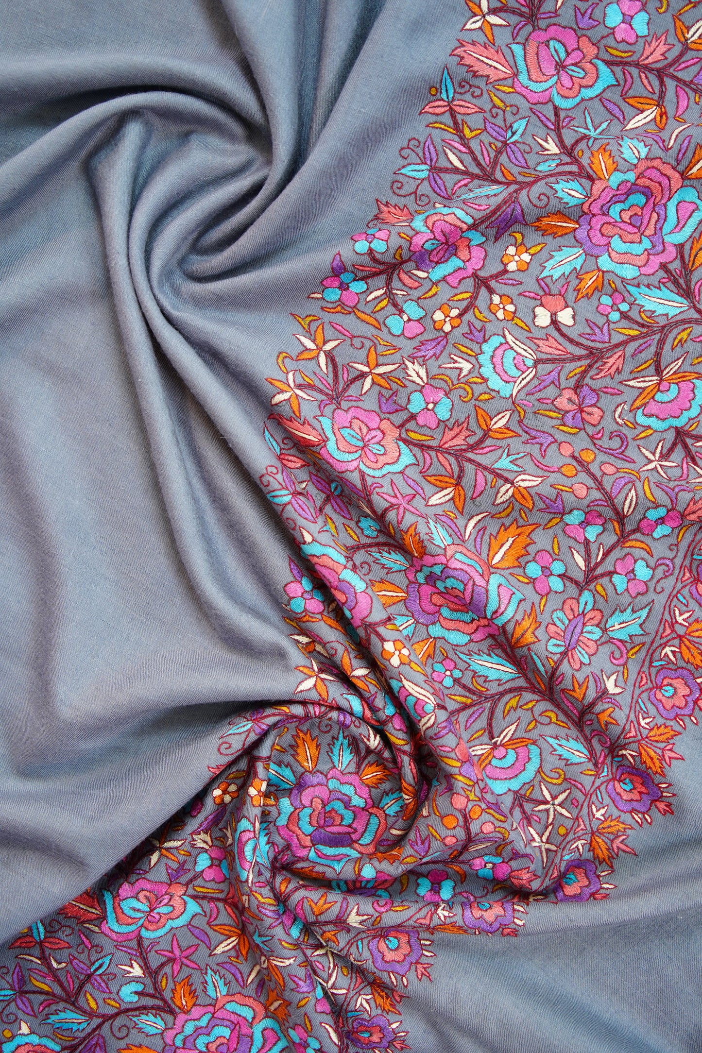 pigeon blue GI embroidery pashmina shawl 9931
