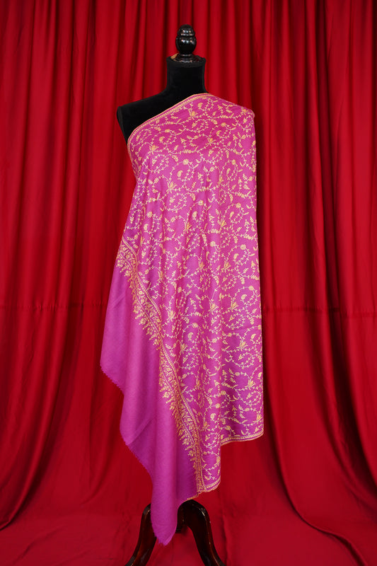 hot pink GI jaali embroidery pashmina shawl 9932