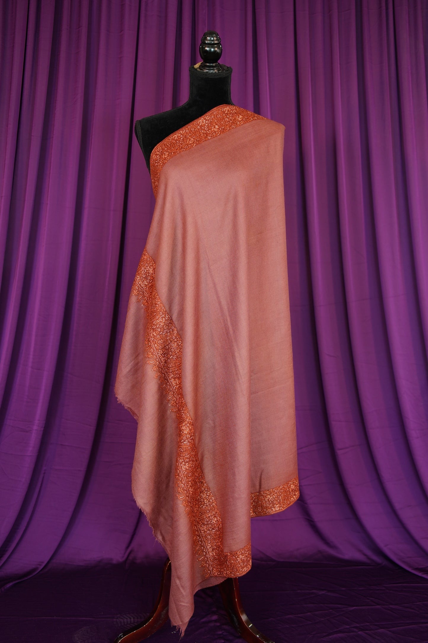 indian redwood GI embroidery pashmina shawl 9935