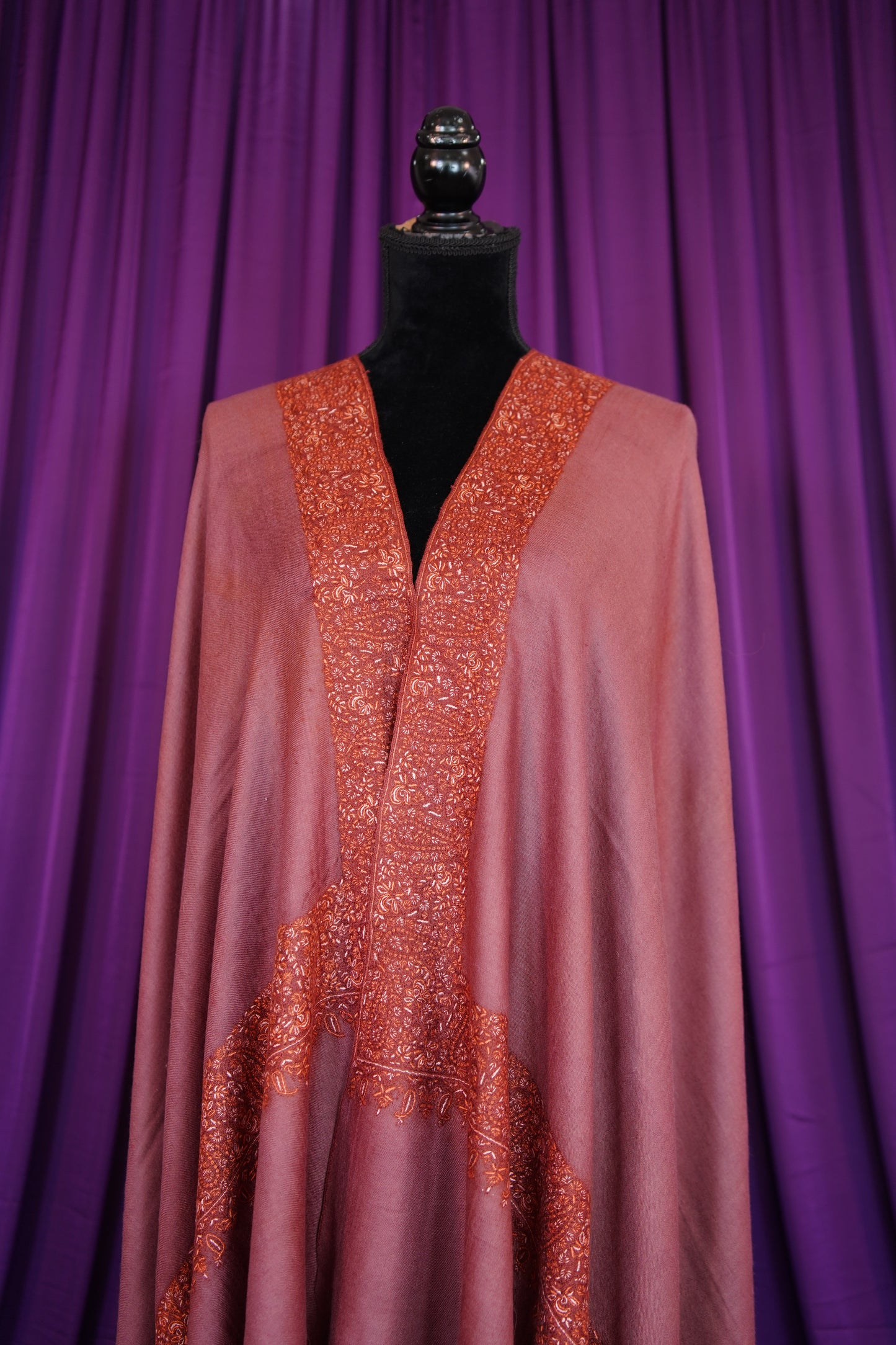 indian redwood GI embroidery pashmina shawl 9935