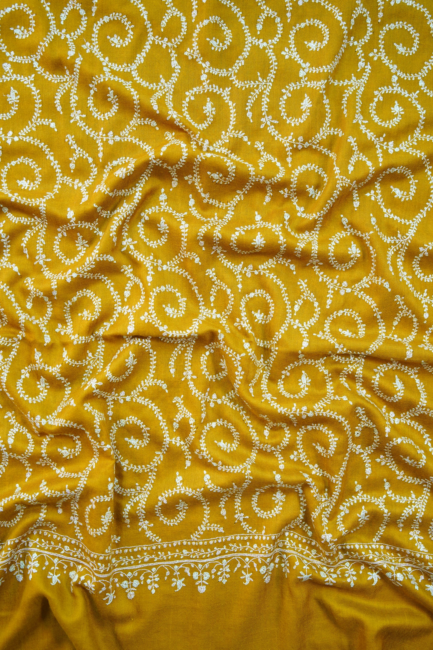 tuscany yellow GI jaali embroidery pashmina shawl 9936