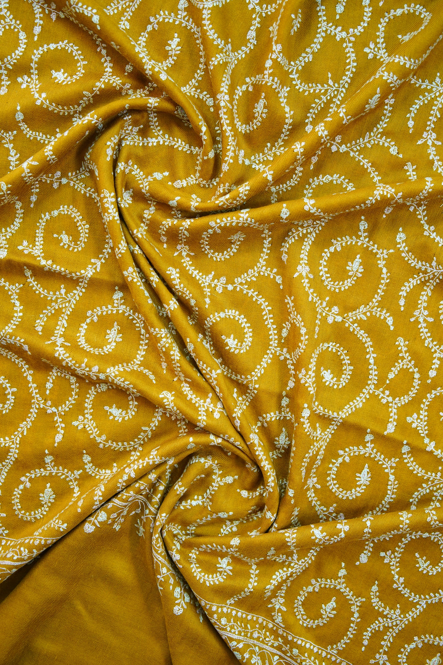 tuscany yellow GI jaali embroidery pashmina shawl 9936