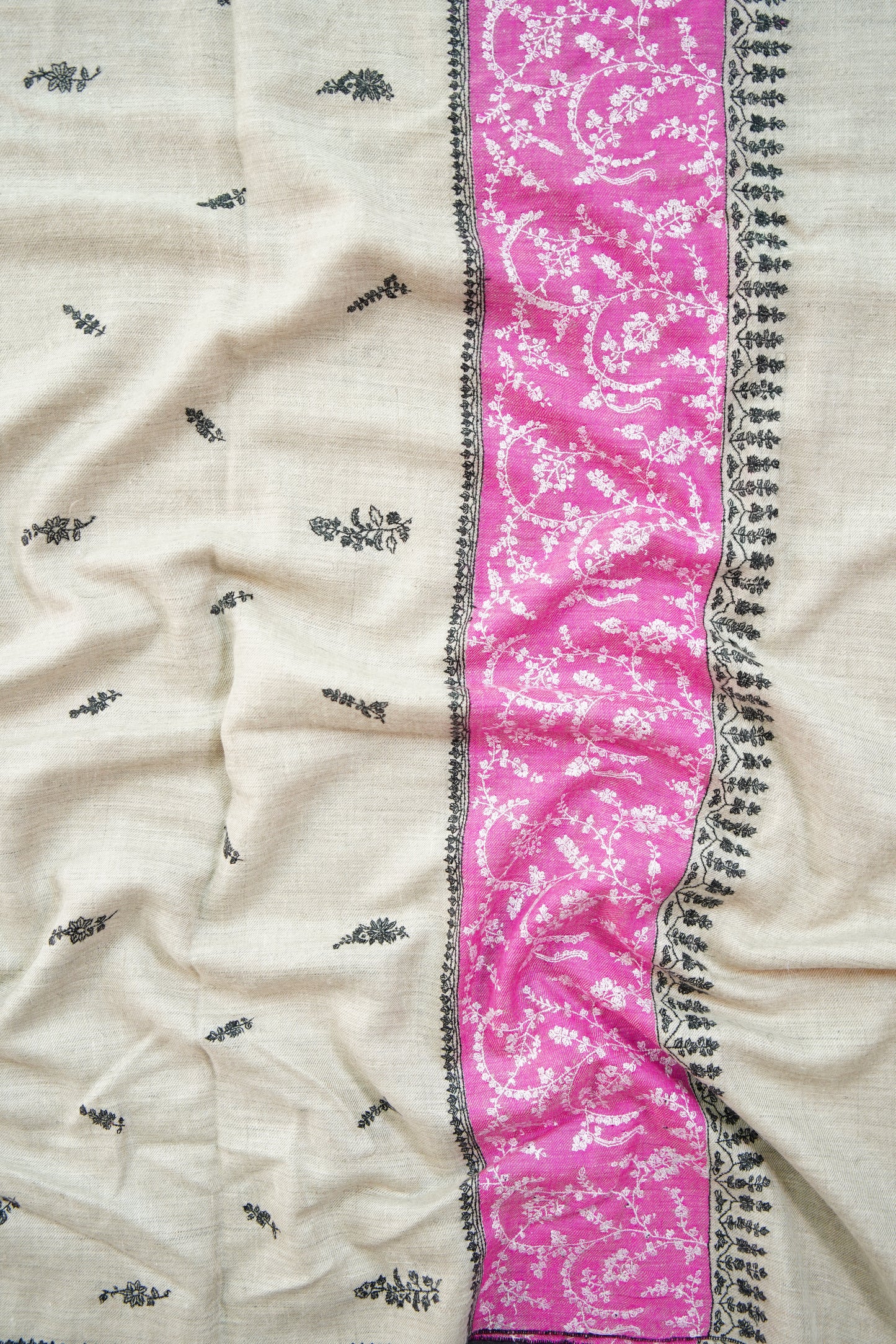 smoke grey GI embroidery pashmina shawl 9937