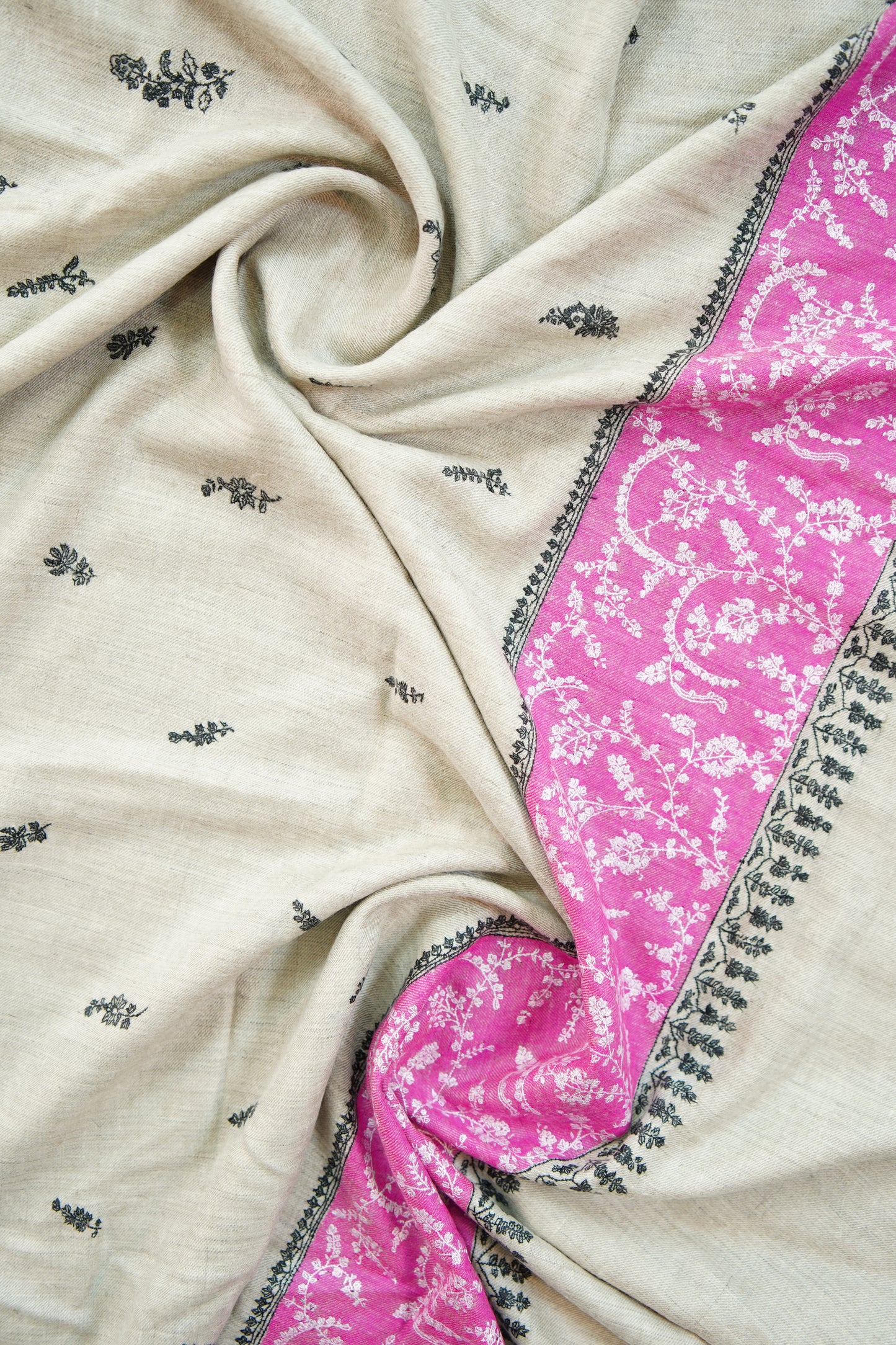 smoke grey GI embroidery pashmina shawl 9937