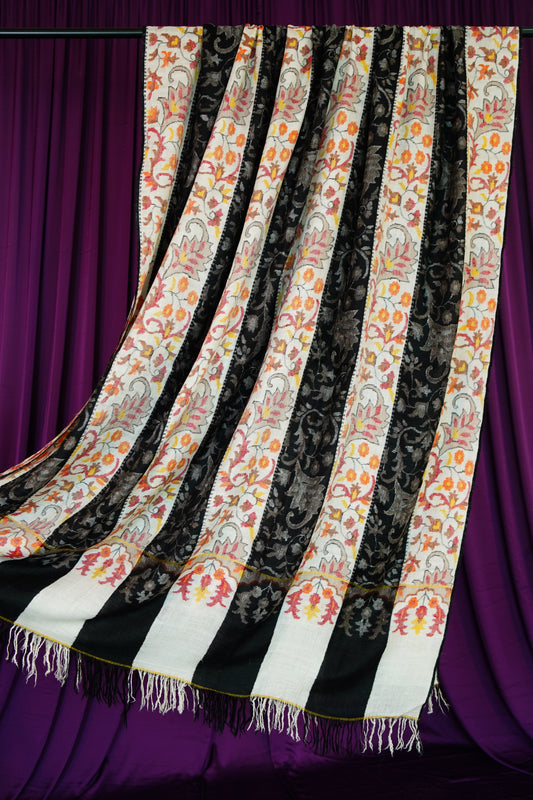 black and white XL GI kani jamma pashmina shawl 9939